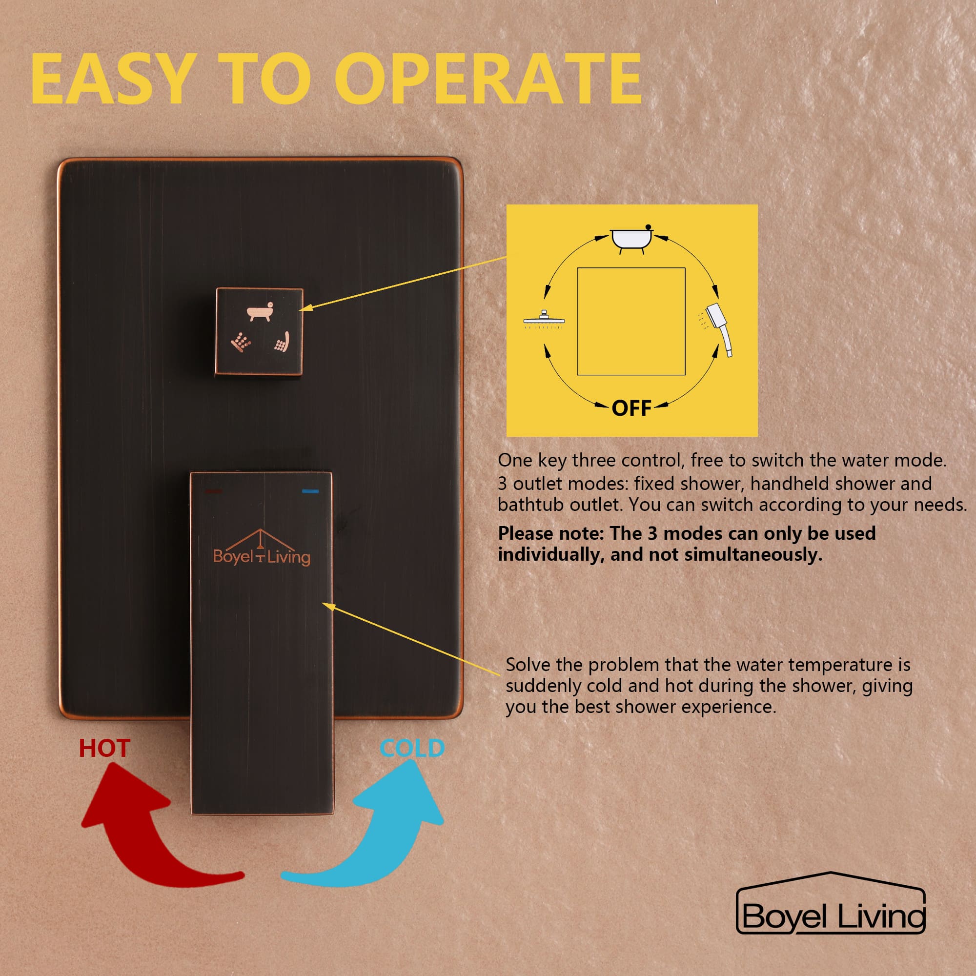 Boyel Living Ceiling Mounted Rain Shower Head Set Shower System with Hand Shower and Tub Spout-Boyel Living