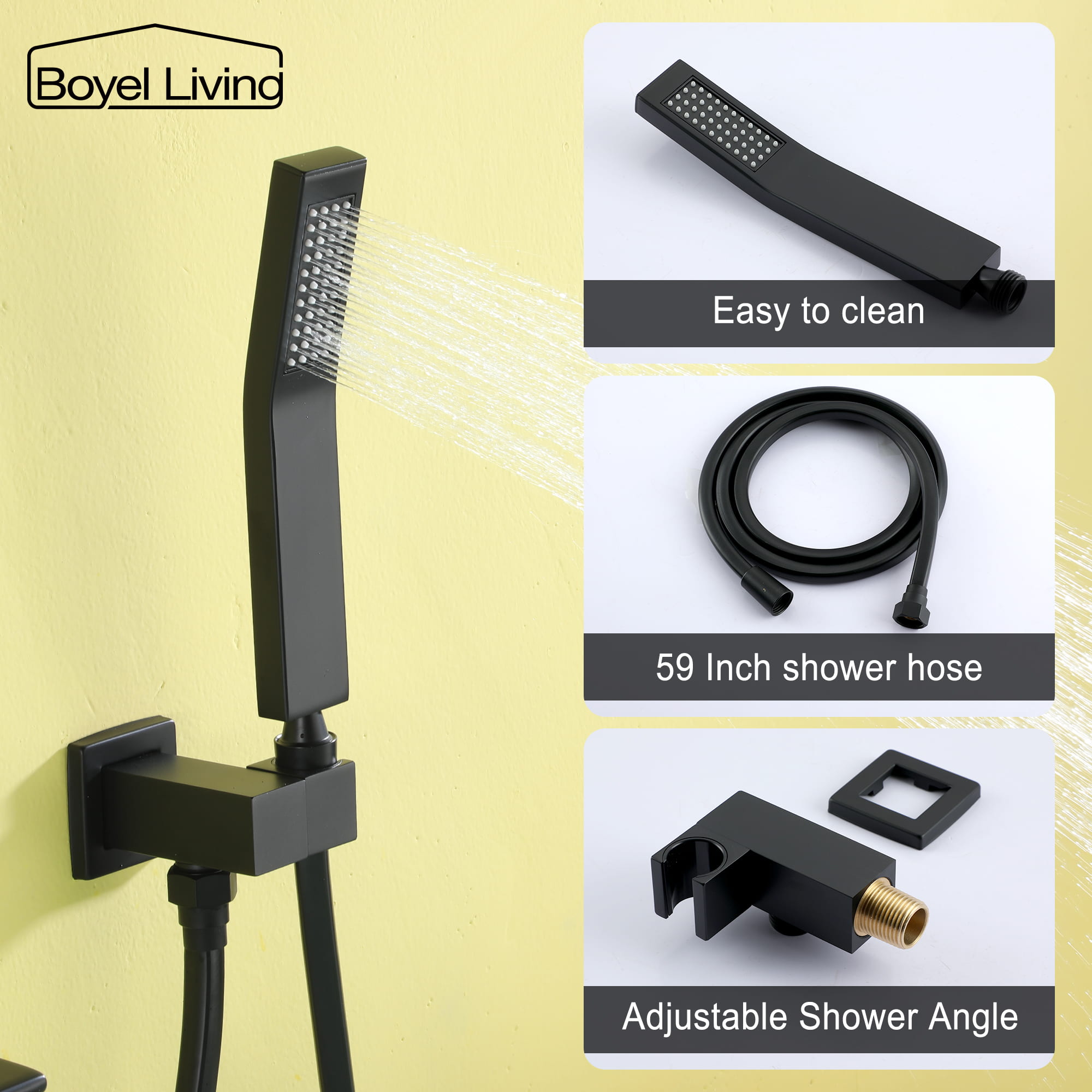 Wall Mount Single-Handle Roman Tub Faucet with Hand Shower-Boyel Living