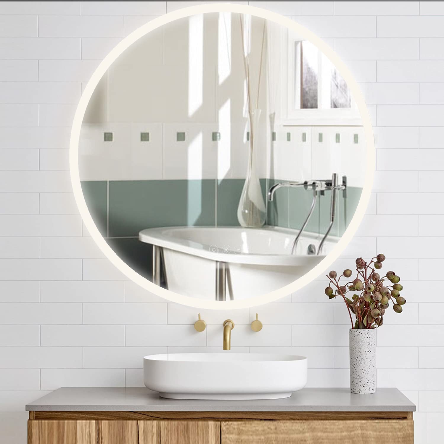 26 inch Acrylic LED Round mirror make up mirror,bathroom,bedroom-Boyel Living