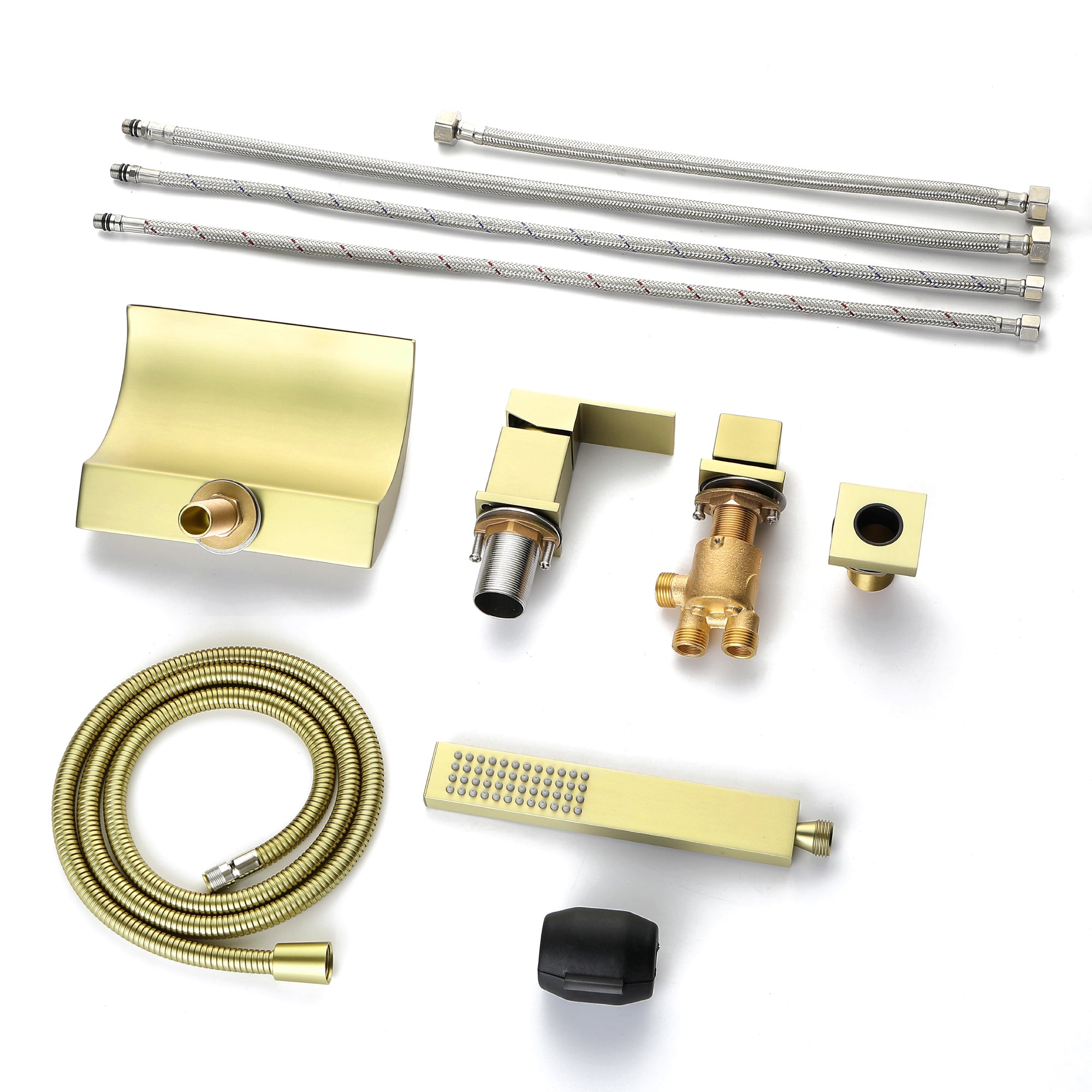 Boyel Living Tub Deck Mount Roman Tub Faucet with Hand Shower and Water Suply Hose-Boyel Living