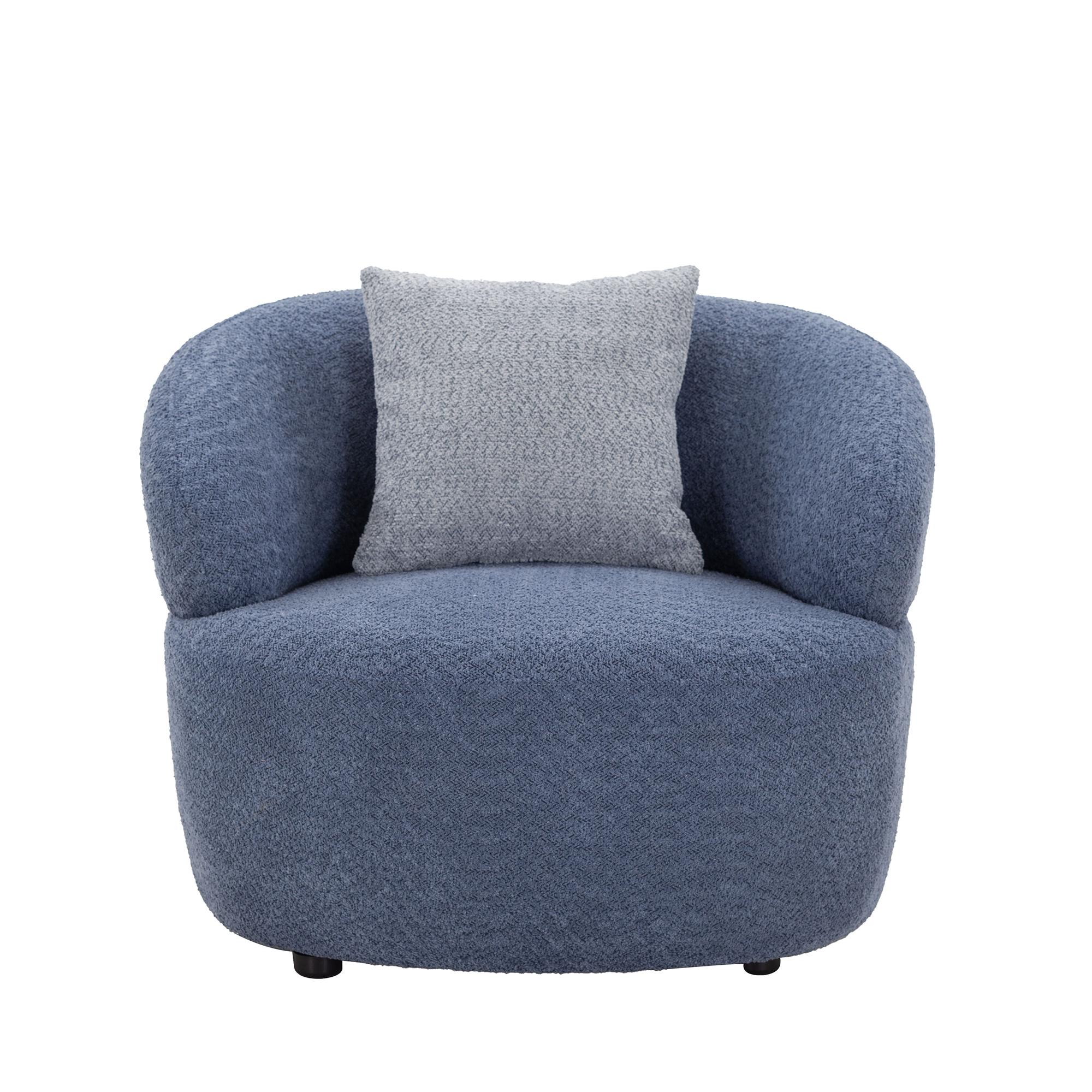Mid Century Modern Curved Sofa, 1-Seat Cloud couch Boucle sofa Fabric Couch for Living Room, Bedroom, Office NAVY