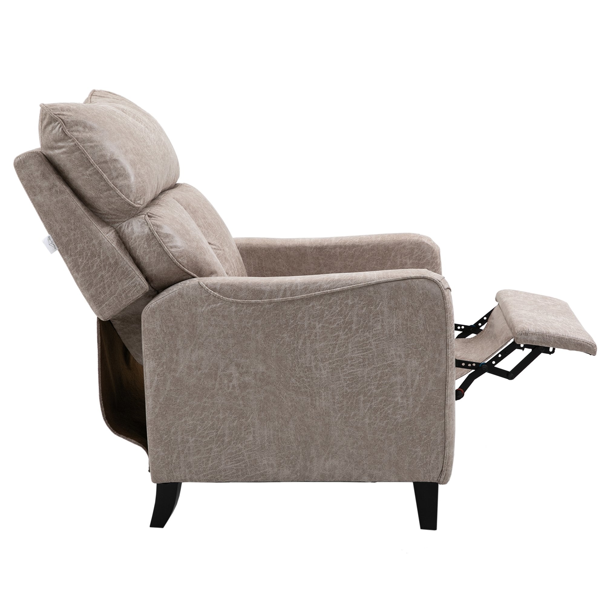 Microfiber Manual Glider Club Recliner, Light Grey/Light Brown/Dark Brown-Boyel Living