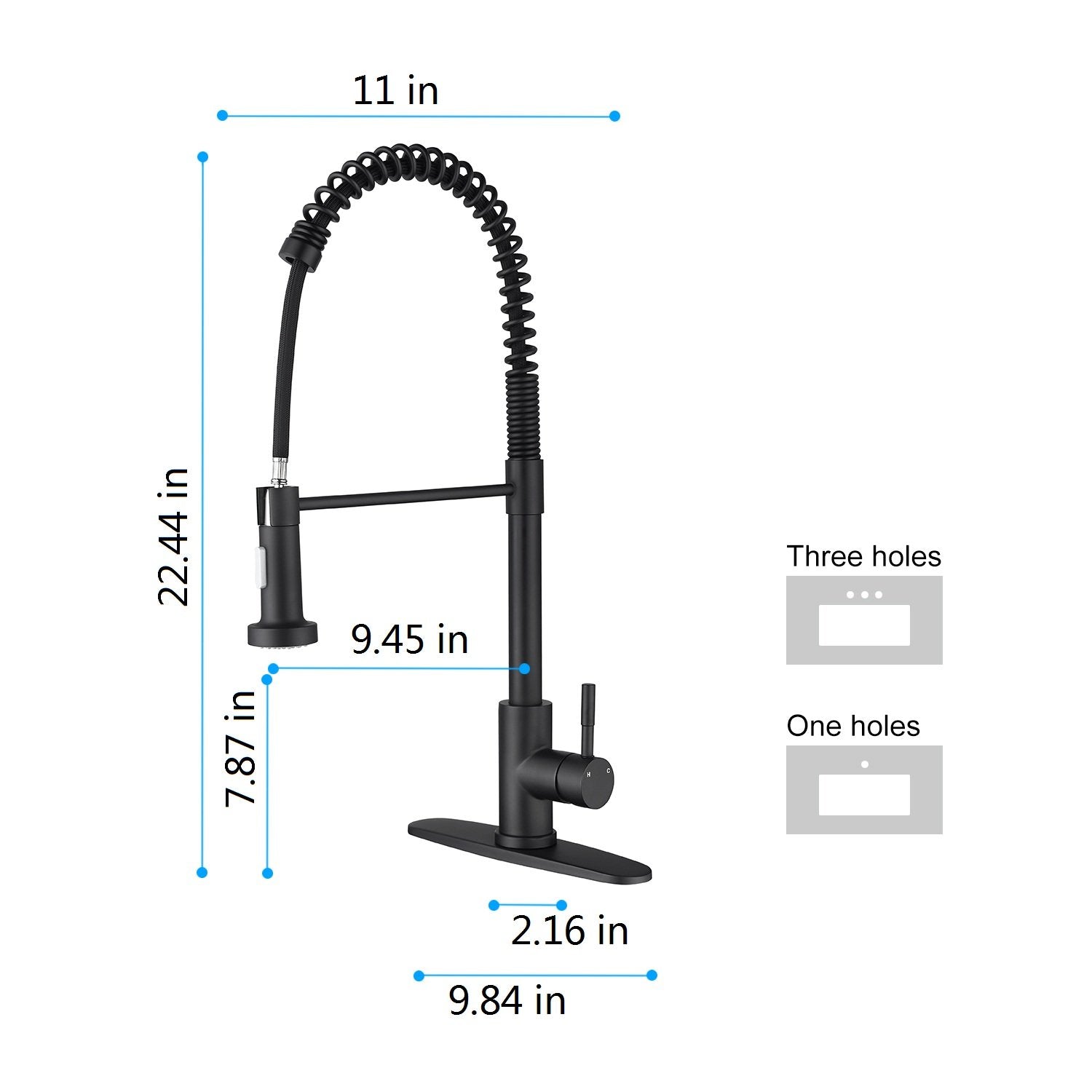 Kitchen Faucet with Pull Out Sprayer in Matte Black-Boyel Living