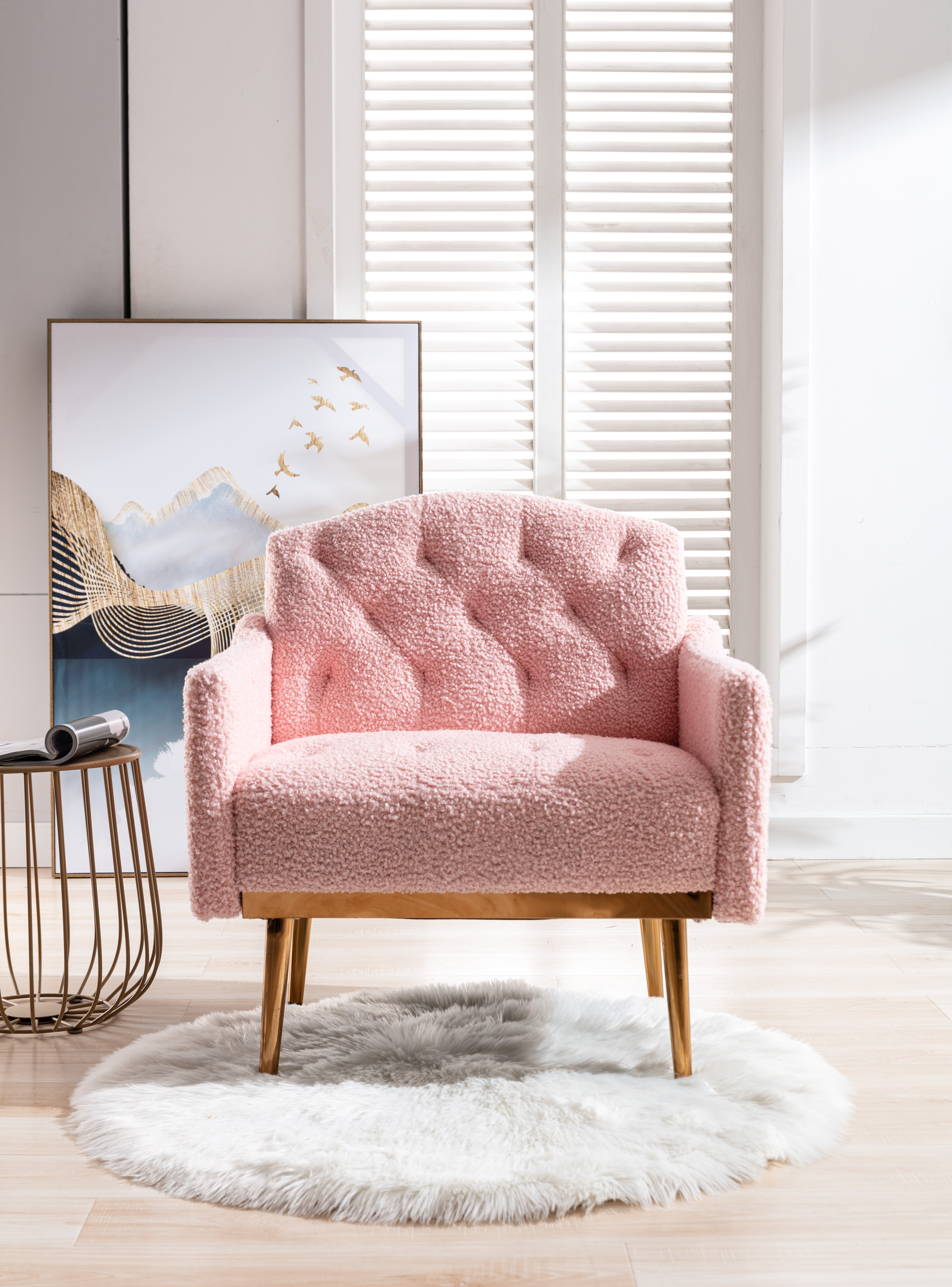 COOLMORE Accent  Chair  ,leisure single sofa  with Rose Golden  feet-Boyel Living