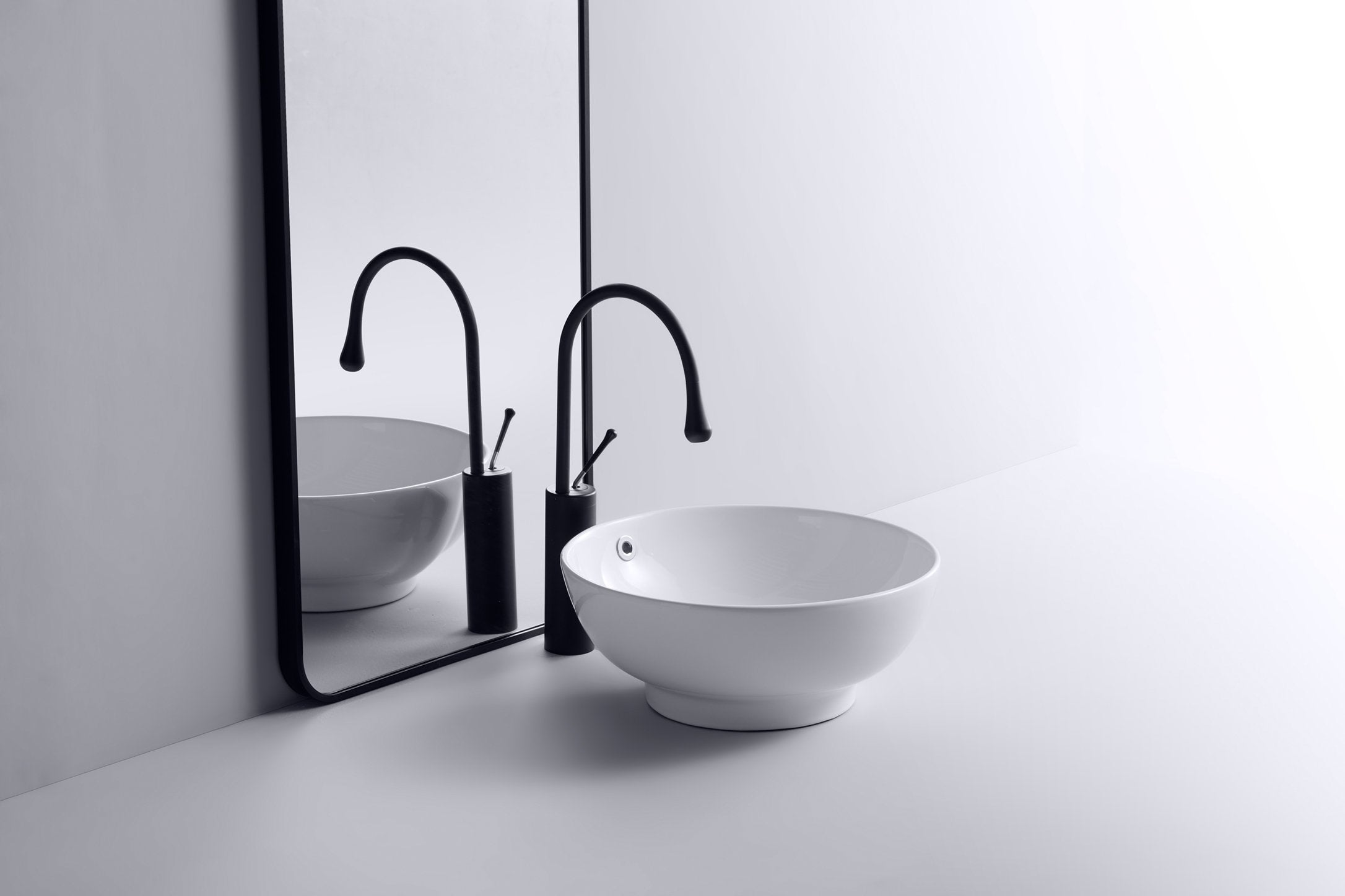 Ceramic Round Above Counter White Bathroom Sink Art Basin-Boyel Living