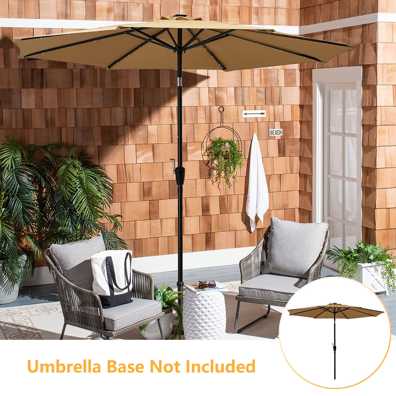 Boyel Living 10-ft Patio Umbrella with LED Lights (Tan)-Boyel Living