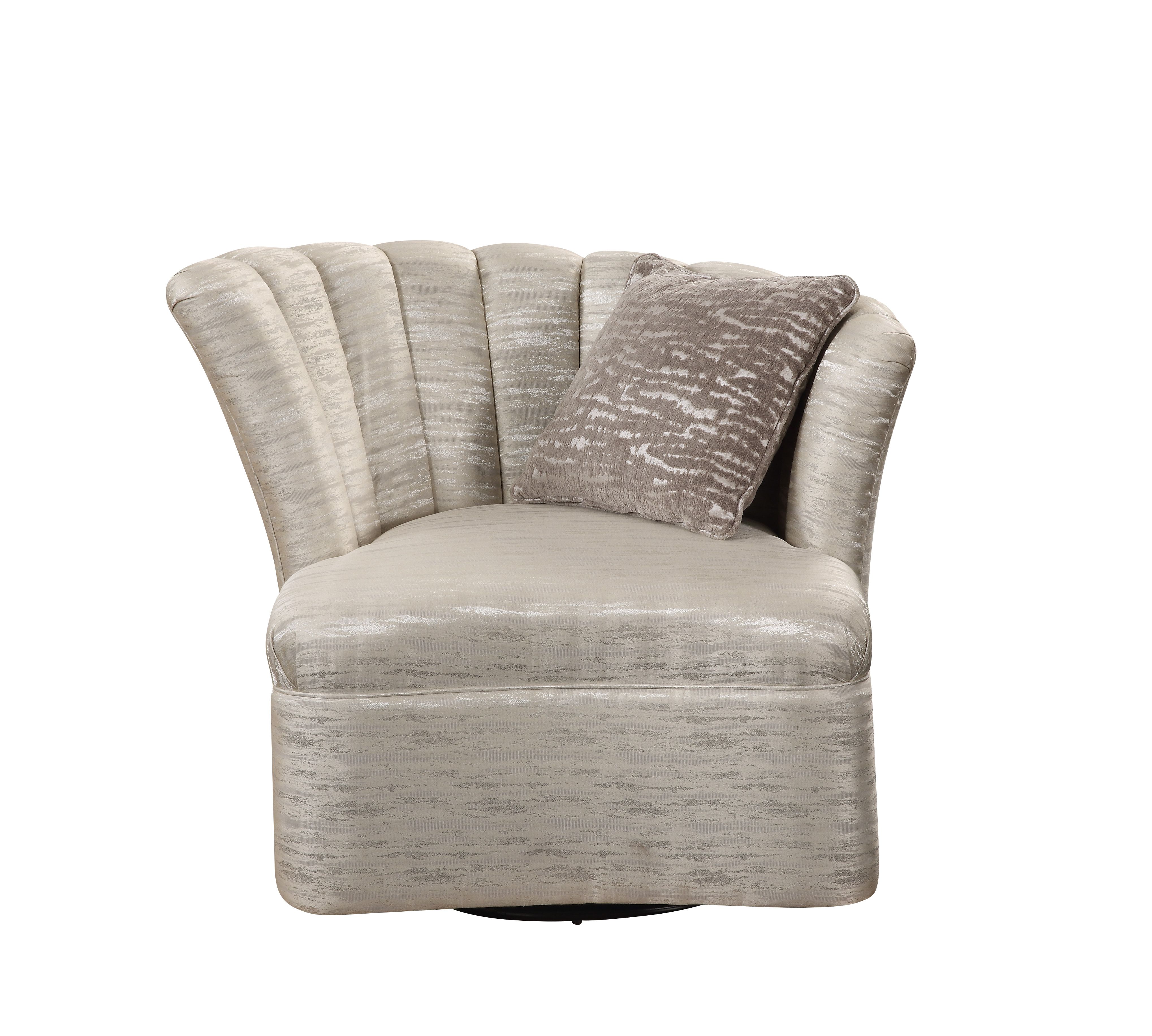 ACME Athalia Swivel Chair w/1 Pillow, Shimmering Pearl-Boyel Living