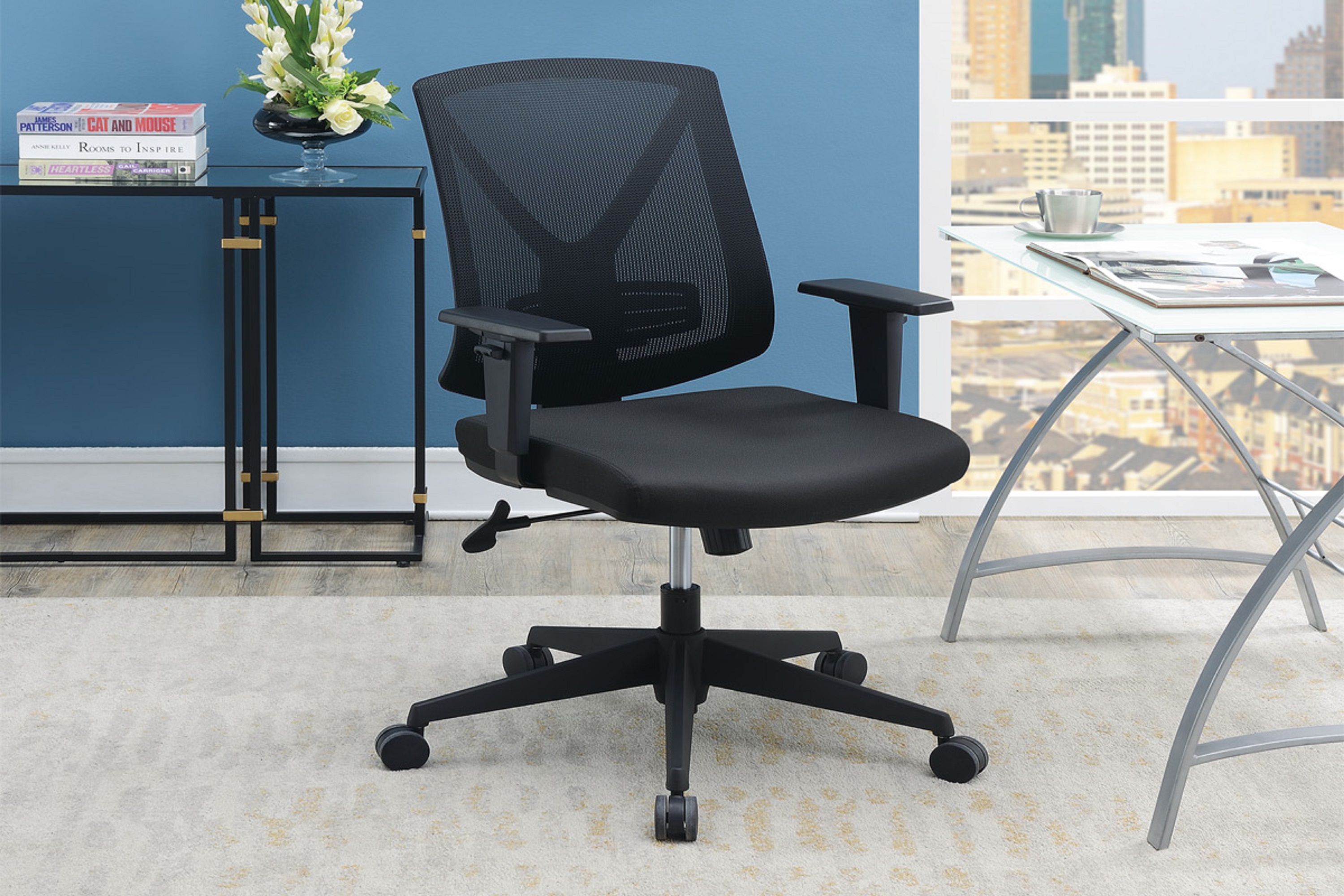 Modern 1pc Office Chair Black Color High Back Mesh Desk Chair Relax Enjoy Working-Boyel Living