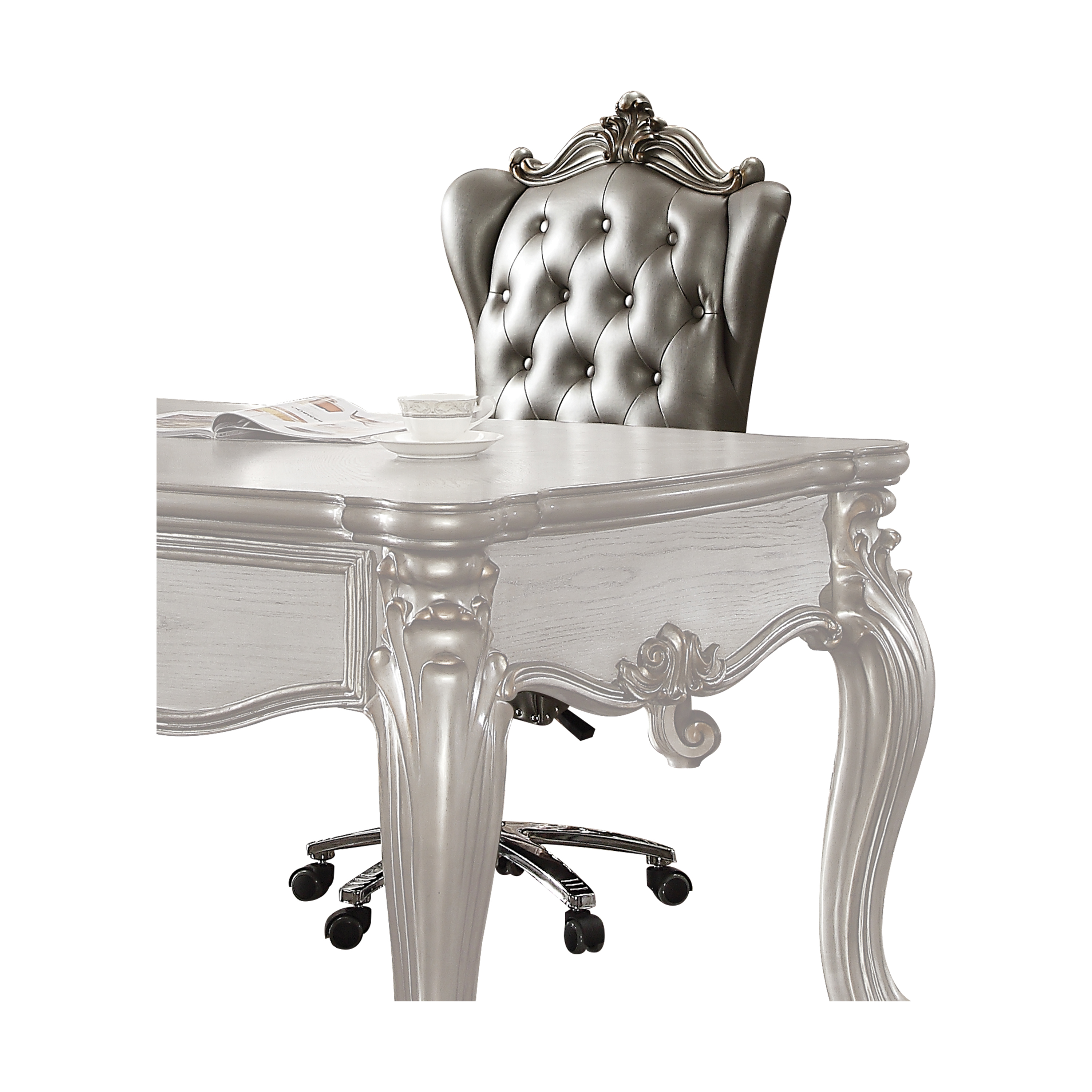 ACME Versailles Office Chair in Silver PU & Antique Platinum-Boyel Living