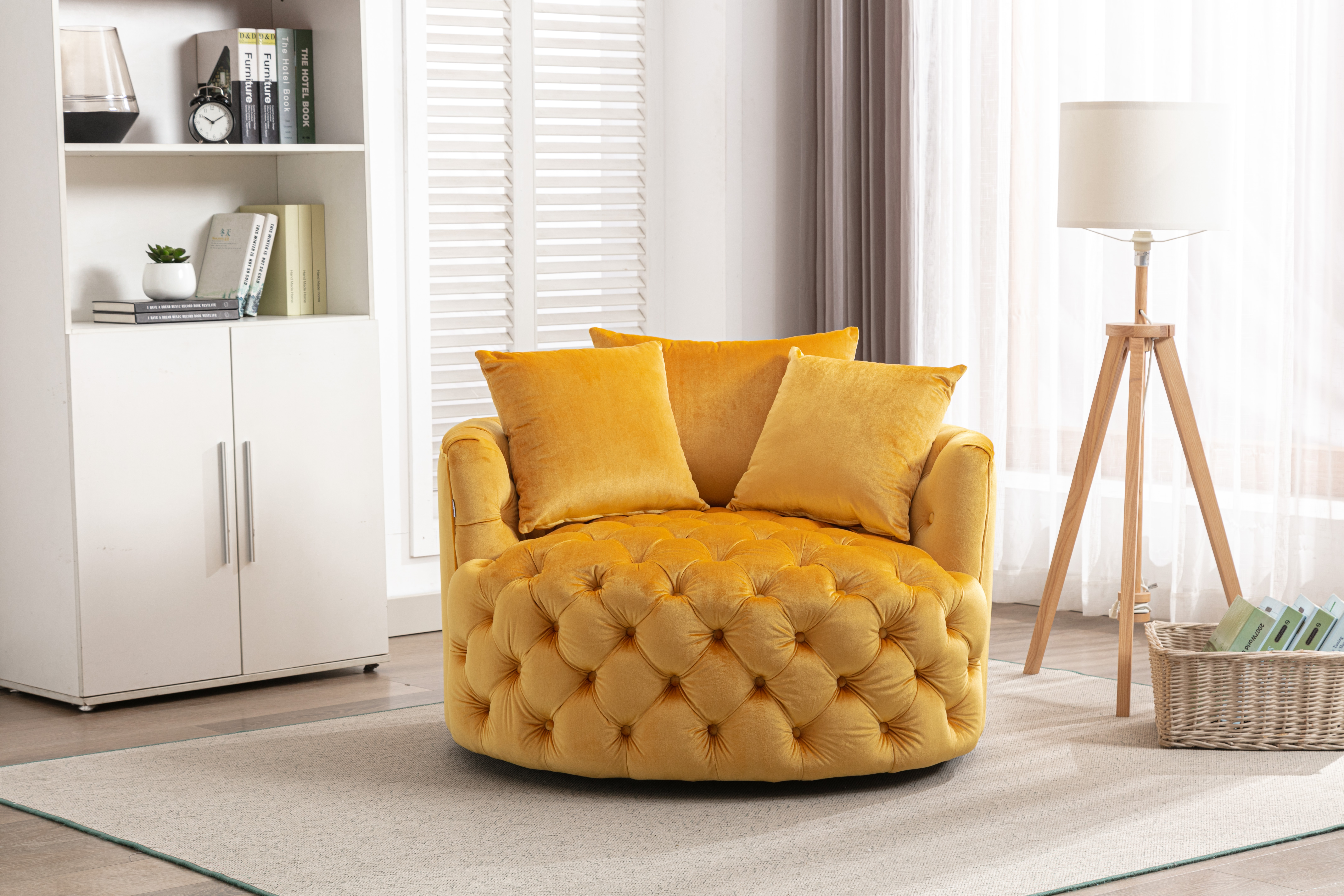 Coolmore Modern  Akili  swivel accent chair  barrel chair  for hotel living room / Modern  leisure chair-Boyel Living