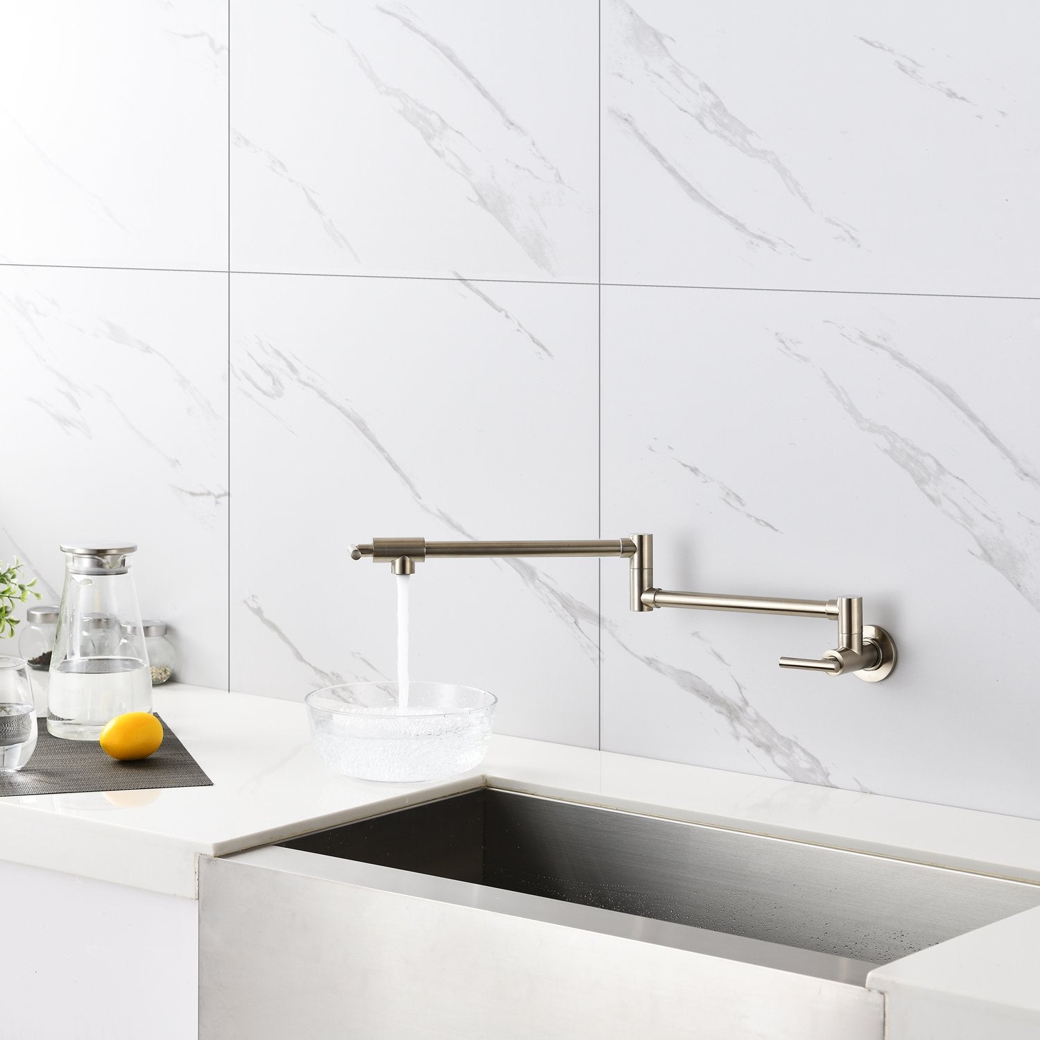 Pot Filler Faucet Wall Mount in Brushed Nickel-Boyel Living