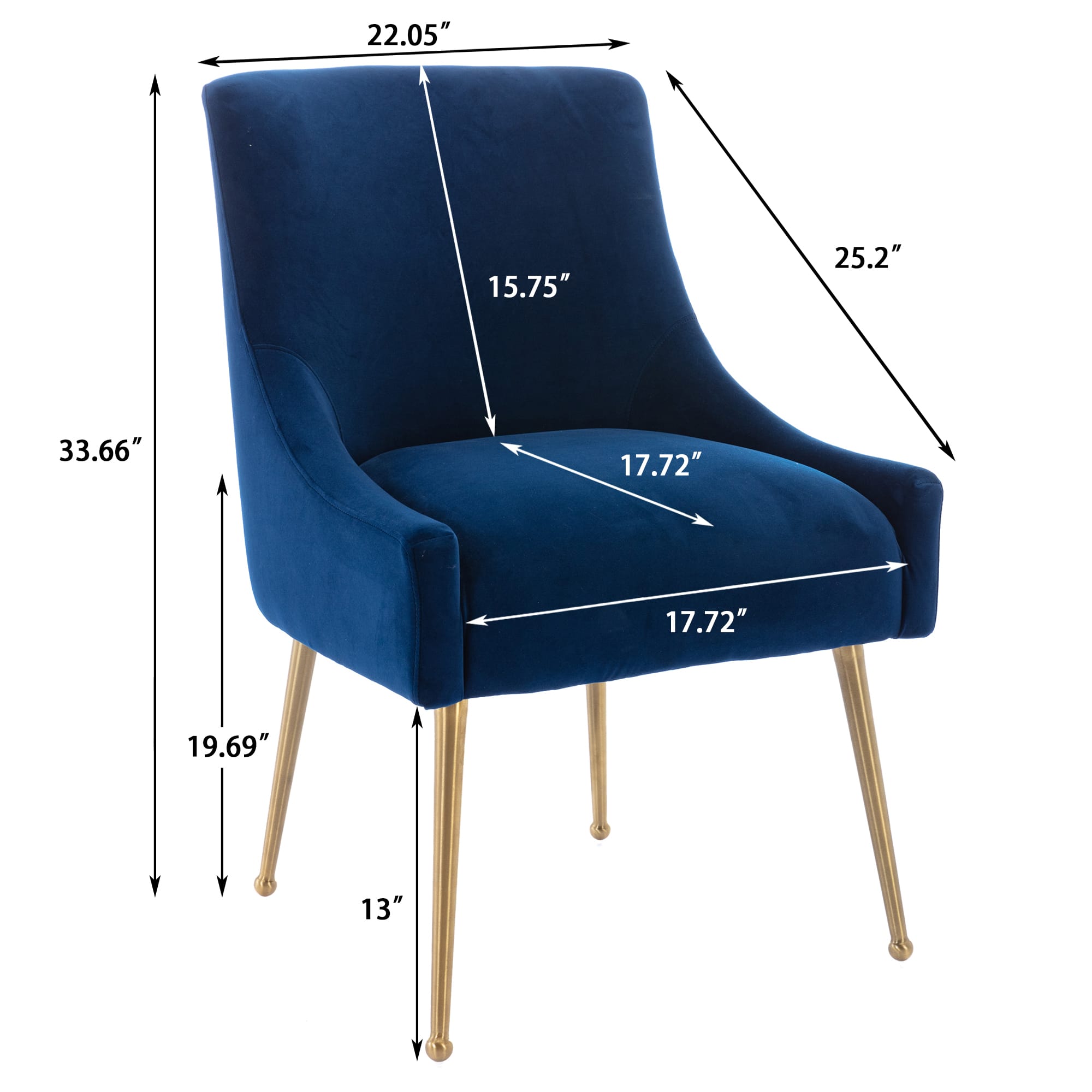 Velvet Dining Chair, Accent Side Chair With Adjustable Foot Nails, Set of 2-Boyel Living