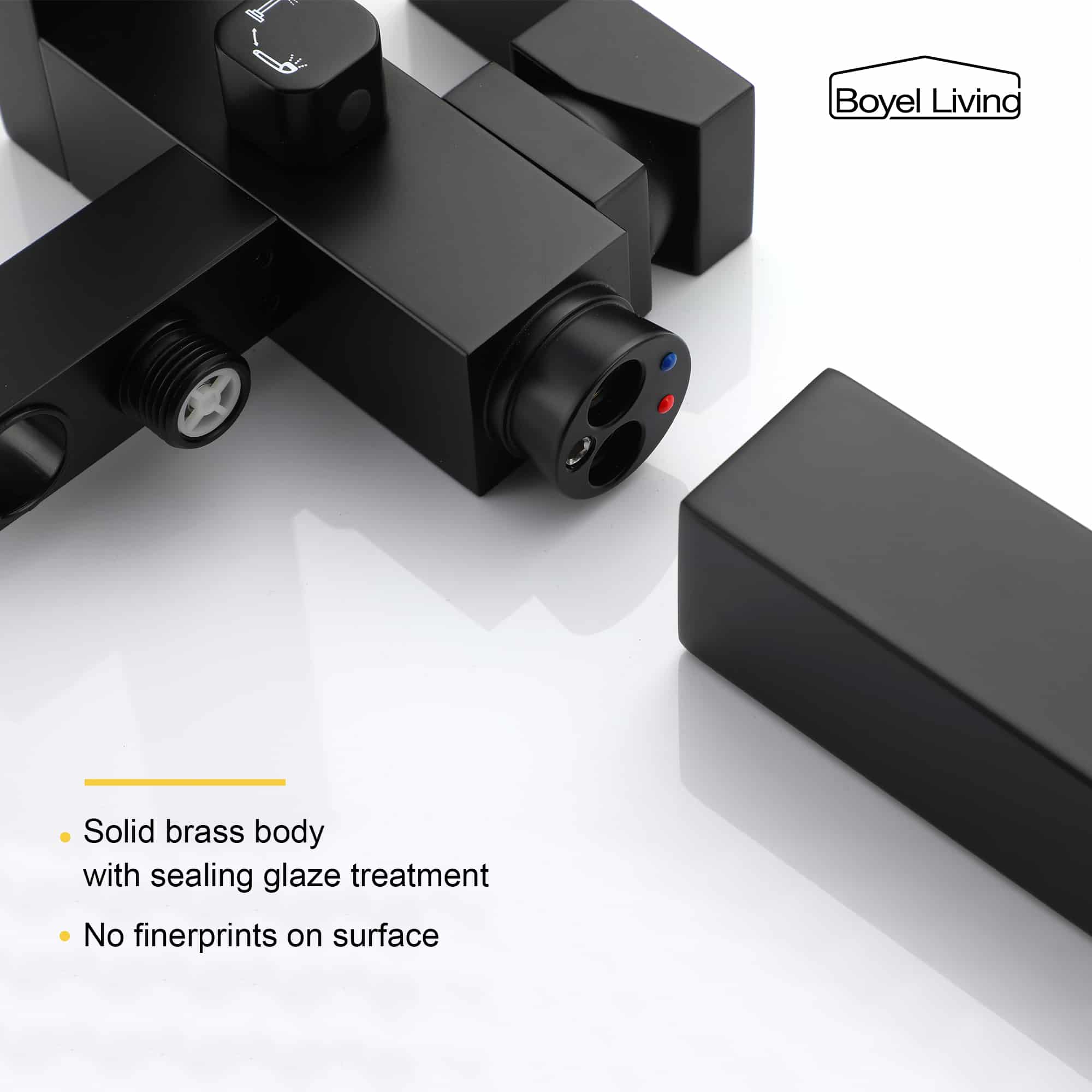 Boyel Living Freestanding Floor Mount Single Handle Bath Tub Filler Faucet with Handheld Shower in Matte Black-Boyel Living