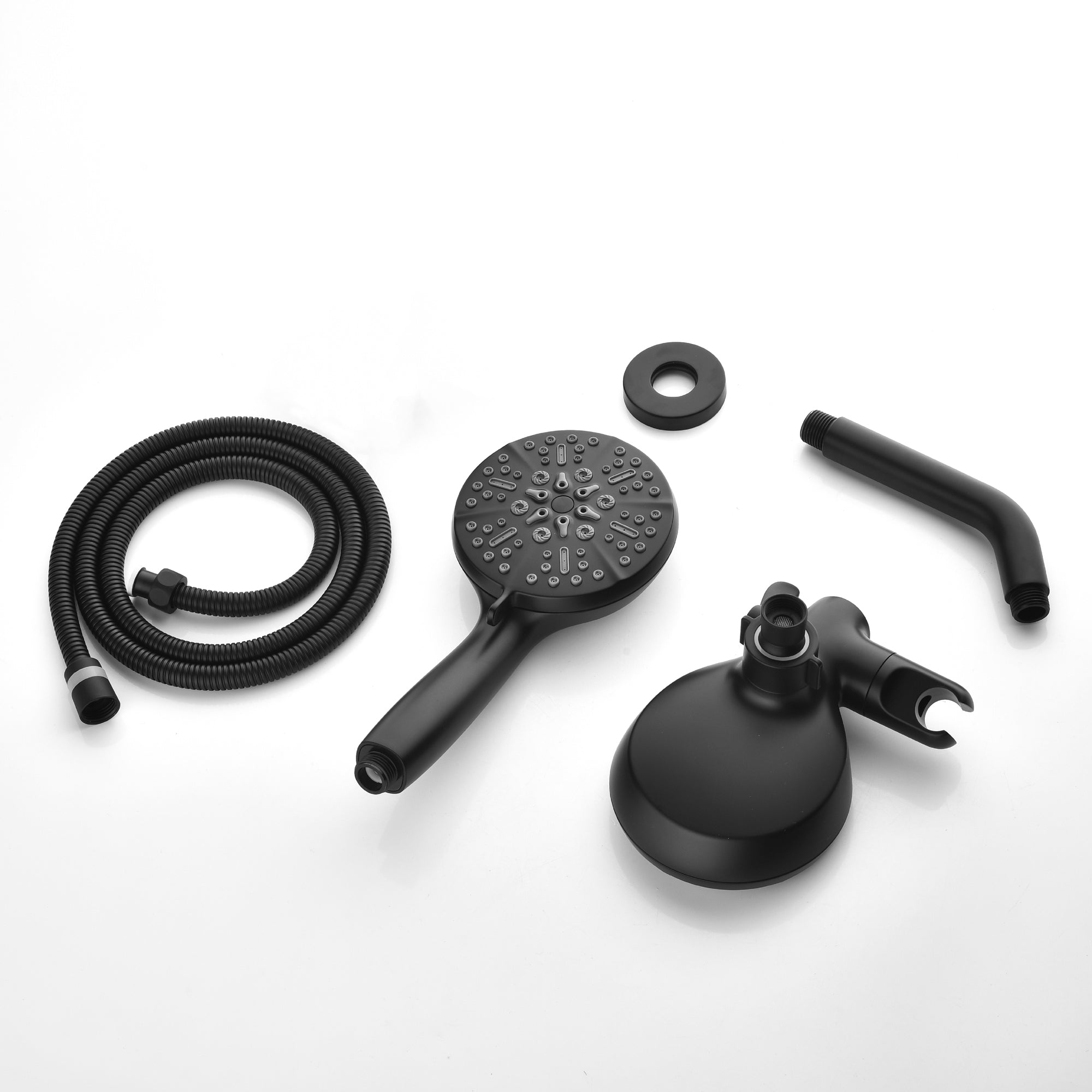 5-Spray Patterns with 2.5 GPM 4.72 in. Wall Mount Dual Shower Heads in Matte Black (Valve and Handle Trim Not Included)-Boyel Living