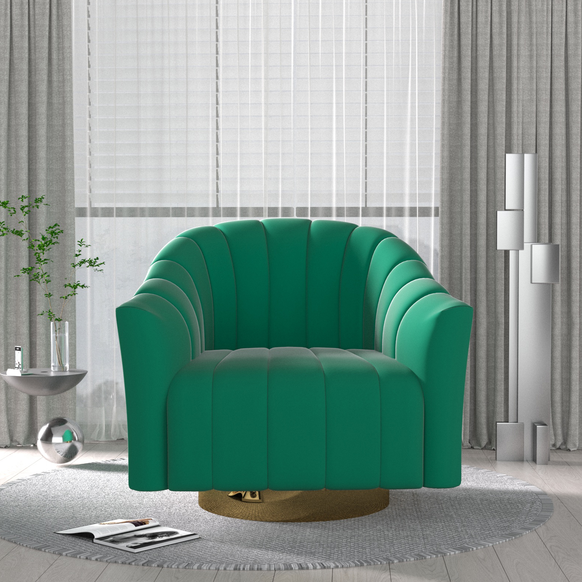Accent Chair Armchair Green  Velvet-Boyel Living