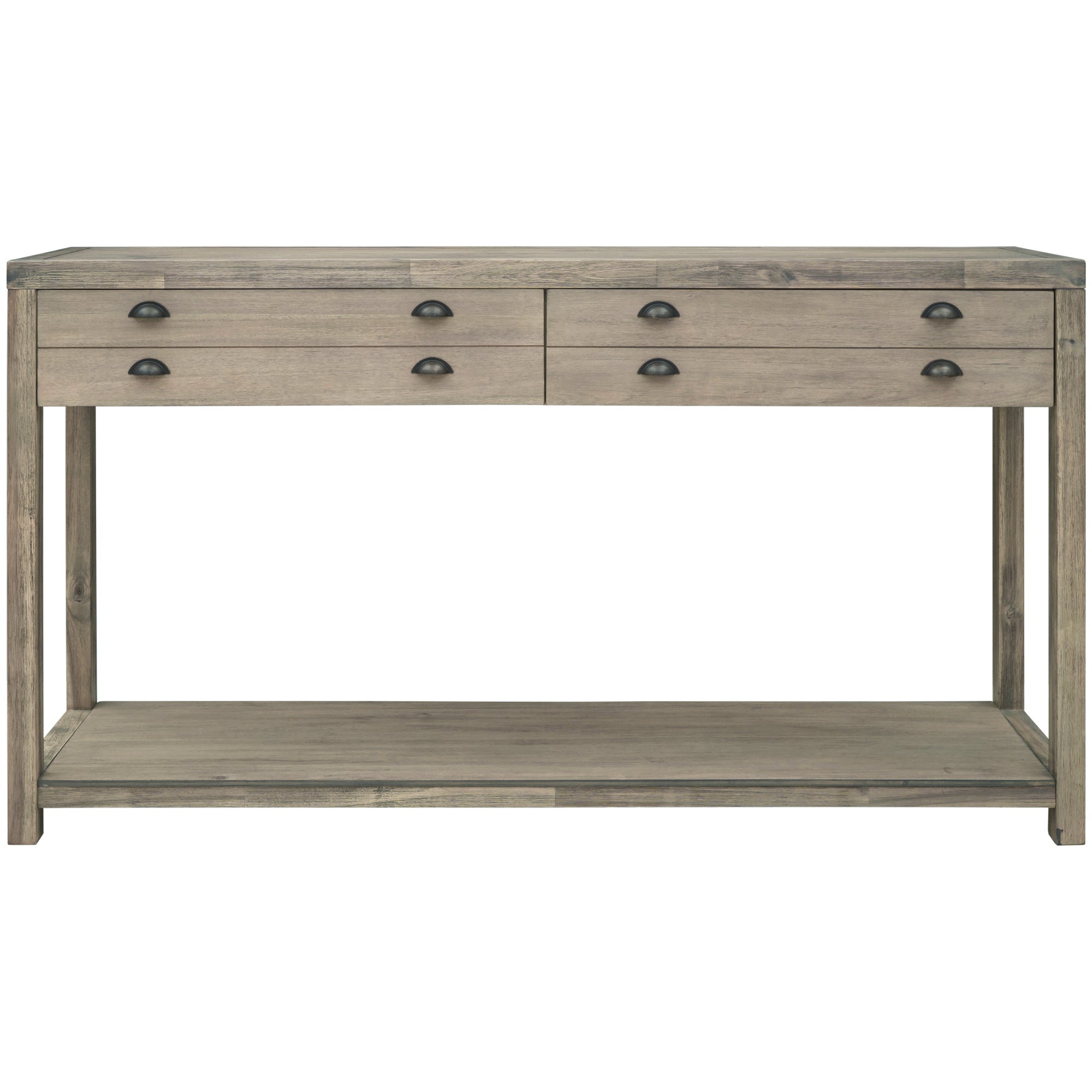Retro Style Wooden Console Table with Two Big Top Drawers and Open Style Shelf Large Storage Space-Boyel Living