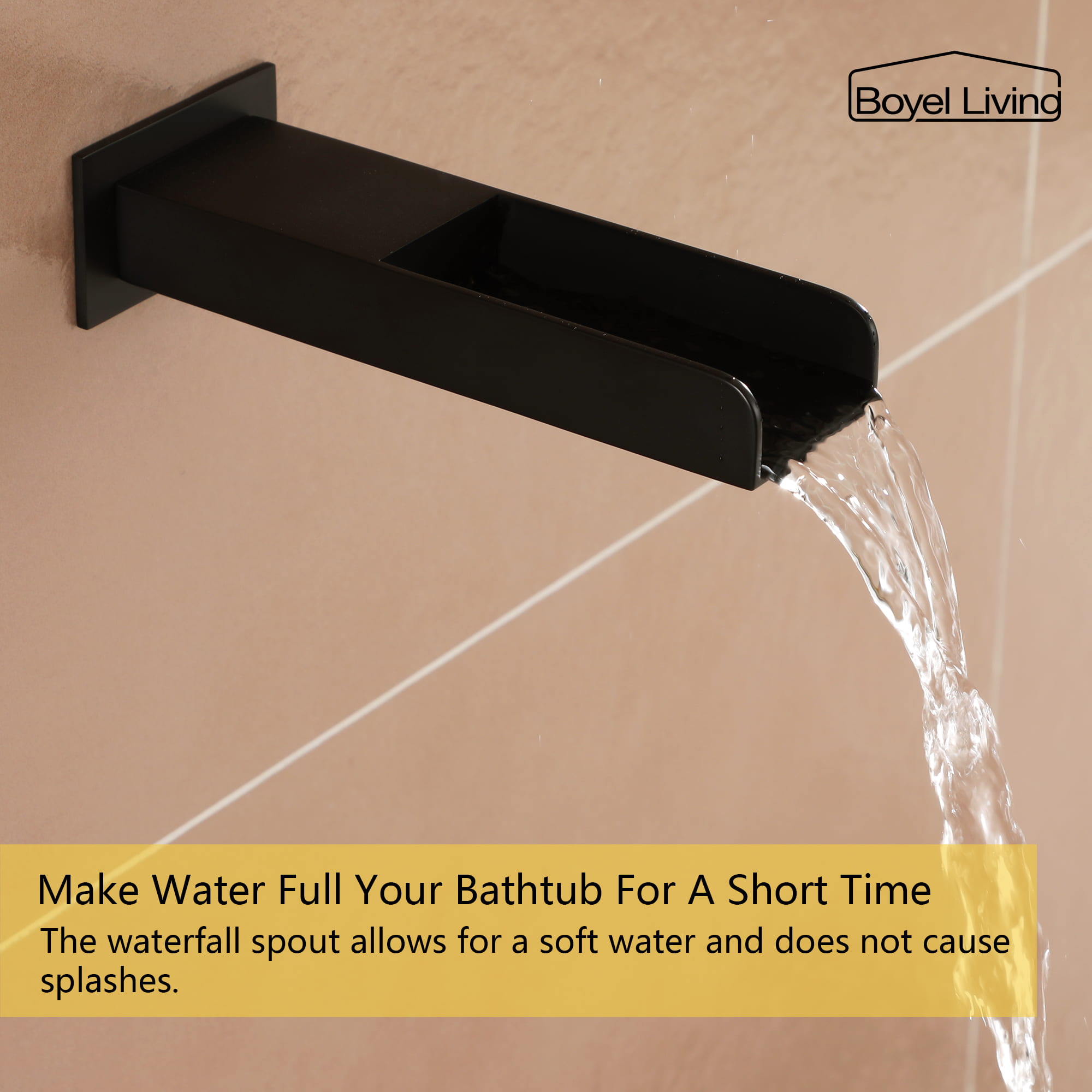 Boyel Living Ceiling Mounted Rain Shower Head Set Shower System with Hand Shower and Tub Spout-Boyel Living