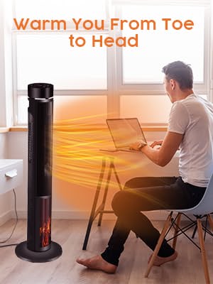 Electric Space Heater w/ 3D Flame for larger room/office/living room use, remote control, fast heat
