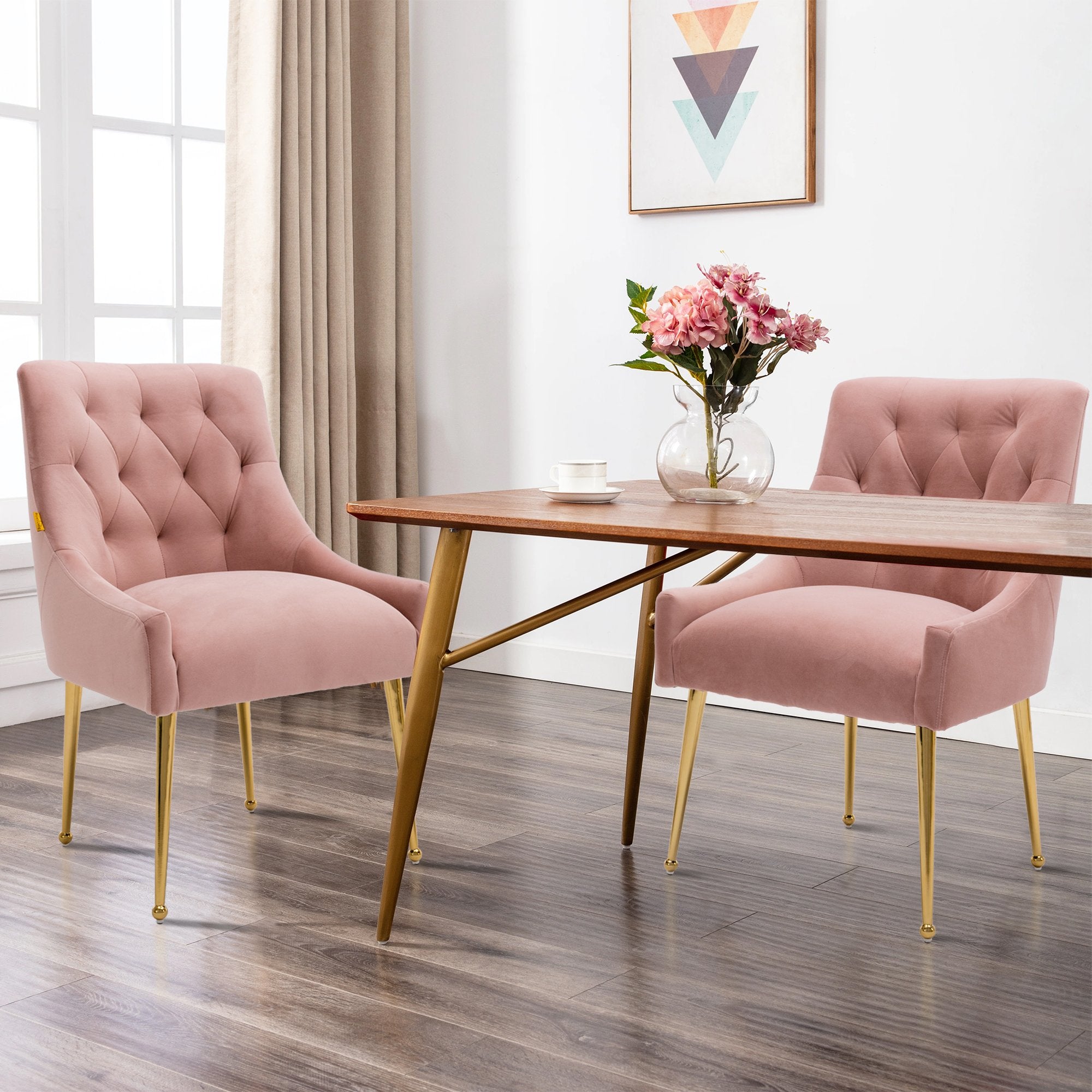 Boyel Living Tufted Velvet Upholstered Dining Chair, Velvet Side Chair, Accent Chair - Set of 2-Boyel Living