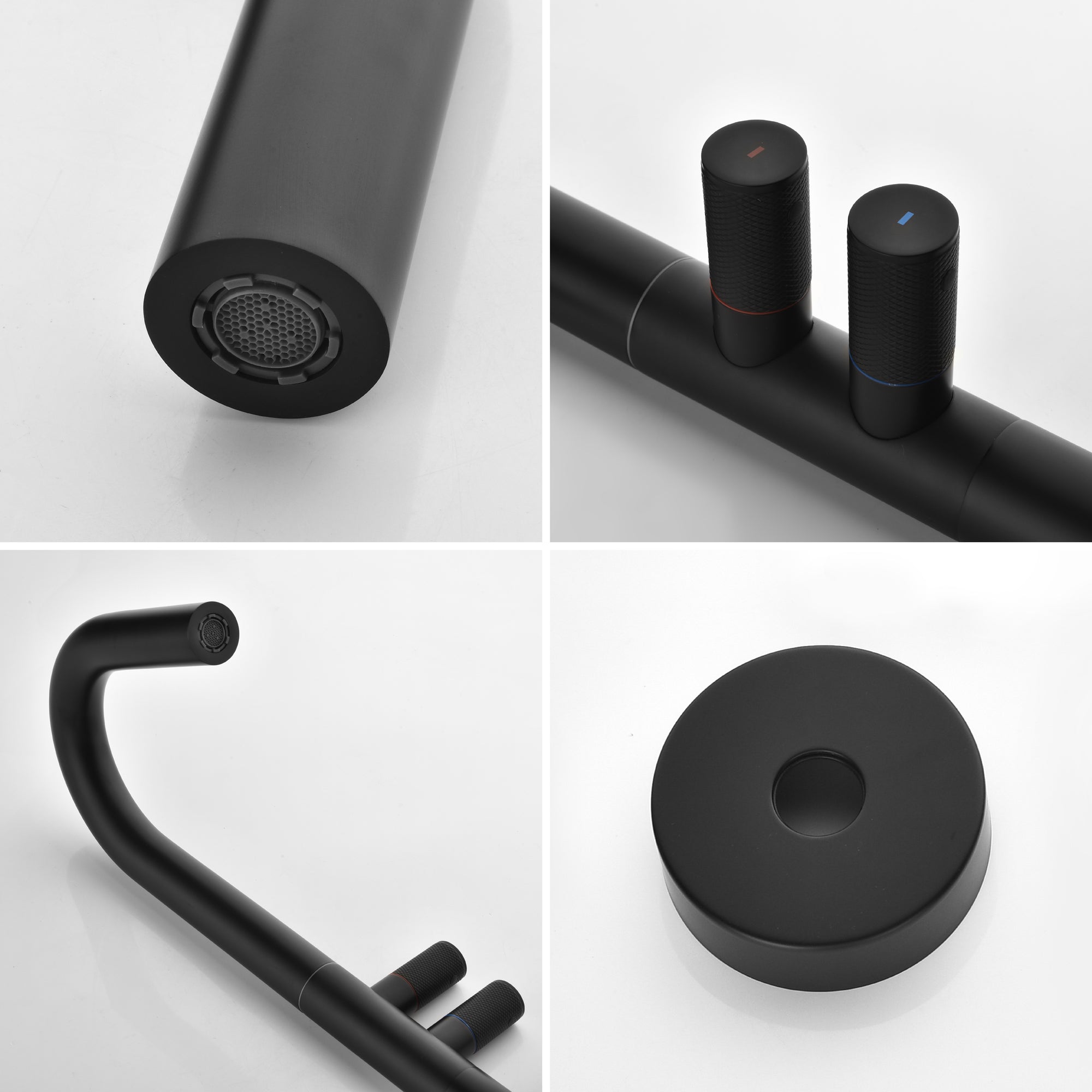 Boyel Living Freestanding Floor Mount 2-Handle Bath Tub Filler Faucet with Water Supply Lines in Matte Black-Boyel Living