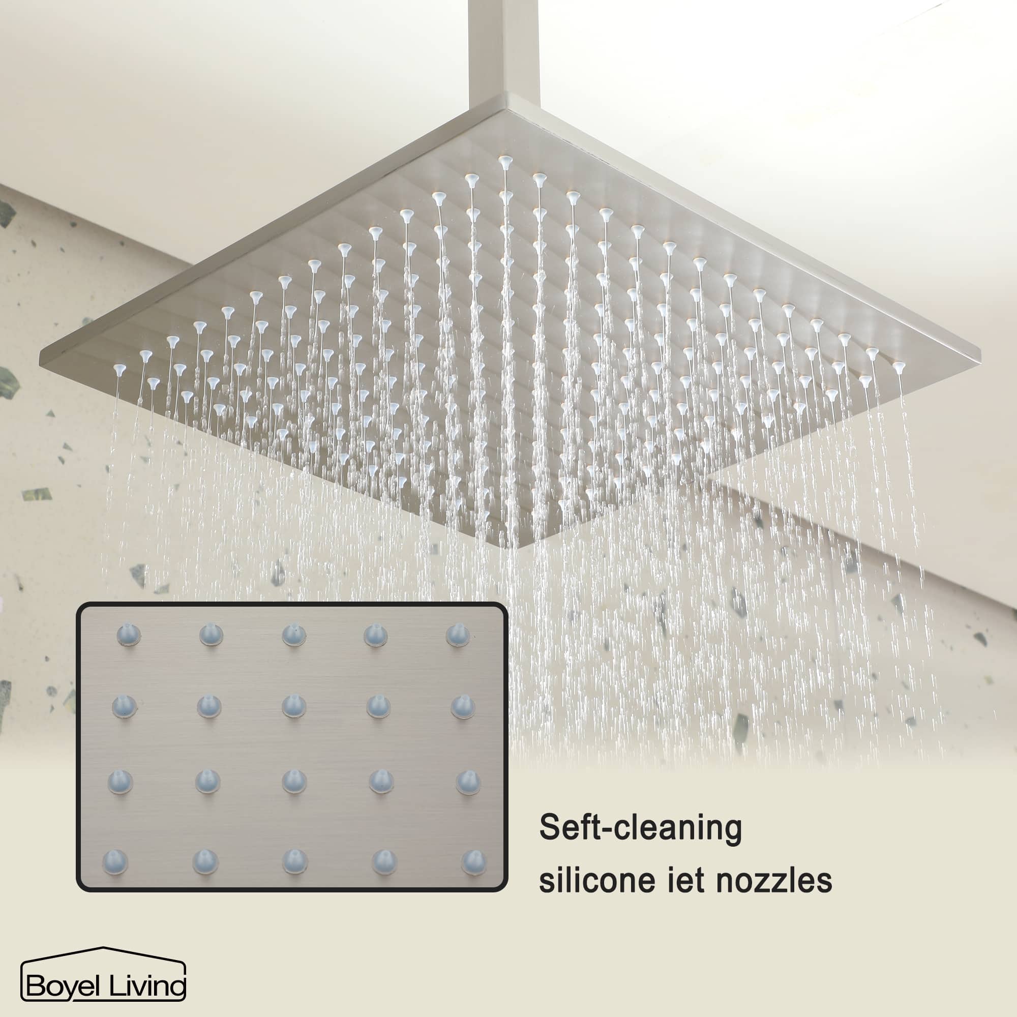 Boyel Living Luxury 6 Jets Thermostatic Shower System Combo Set with Ceiling Rainfall Shower Head and Handshower-Boyel Living