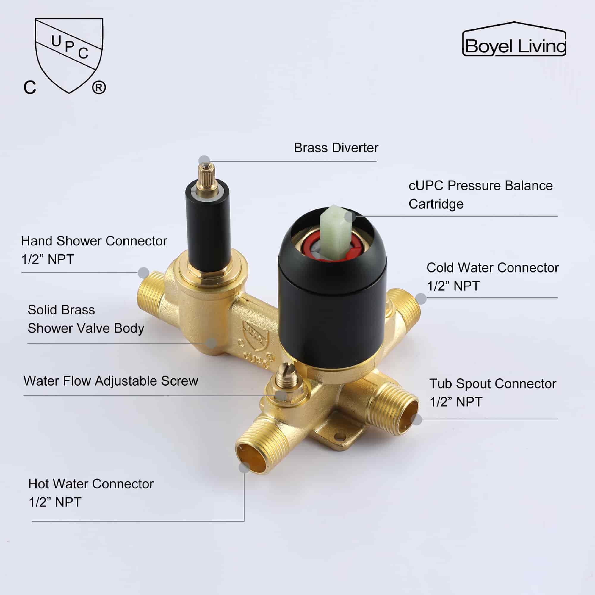 Single-Handle Wall Mounted Roman Bathtub Faucet with Hand Shower-Boyel Living