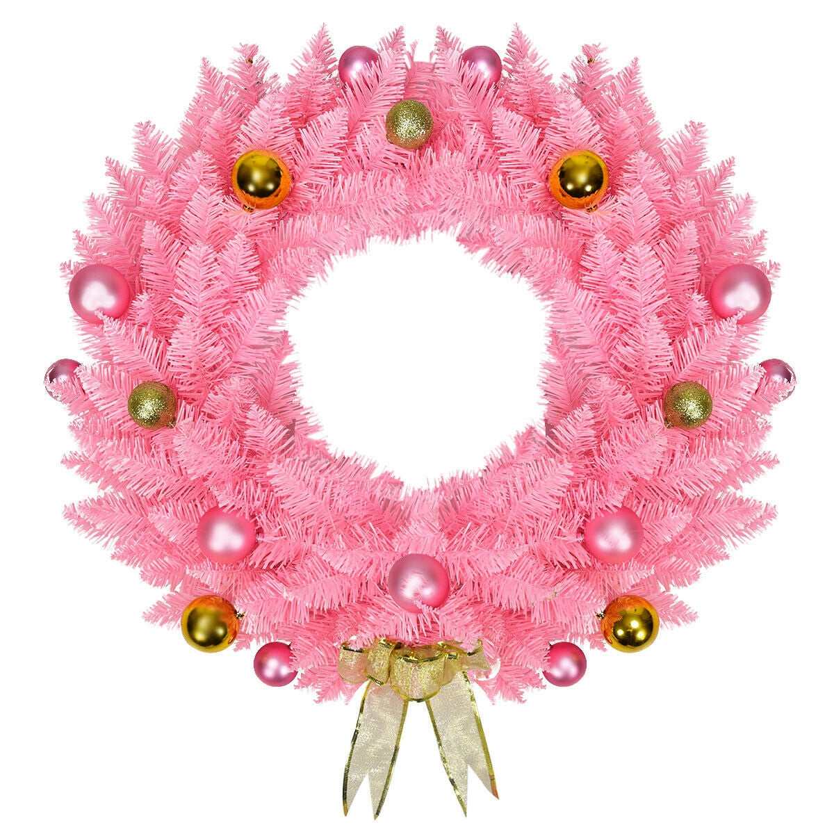 24 Inch Artificial PVC Christmas Wreath with Ornament Balls-Boyel Living