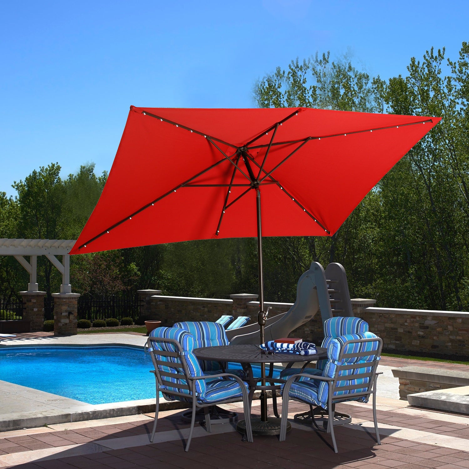 10' x 6'5 Rectangular Lighted Market Umbrella-Boyel Living