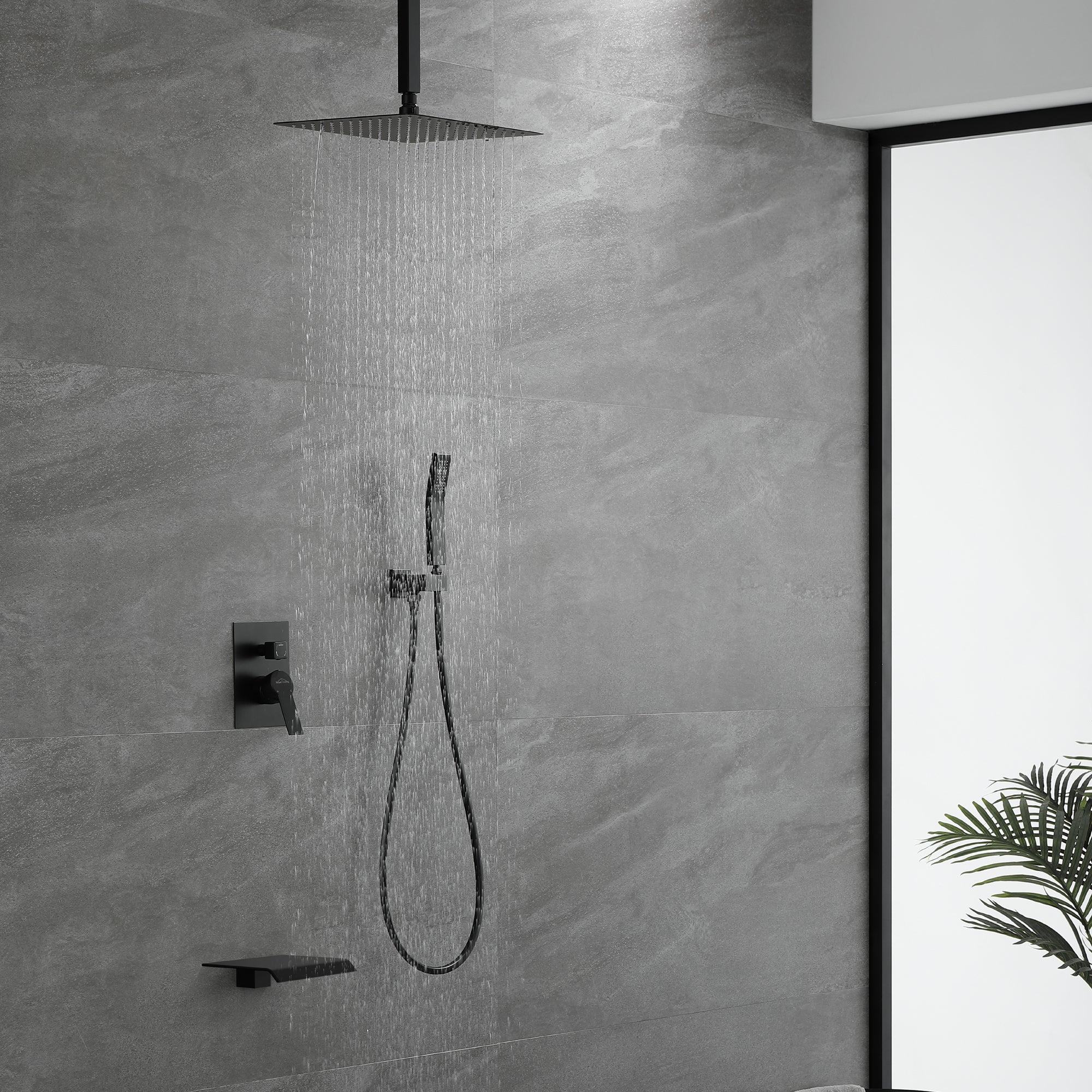 Boyel Living Ceiling Mount Shower System with Handheld and Large Tub Spout-Boyel Living