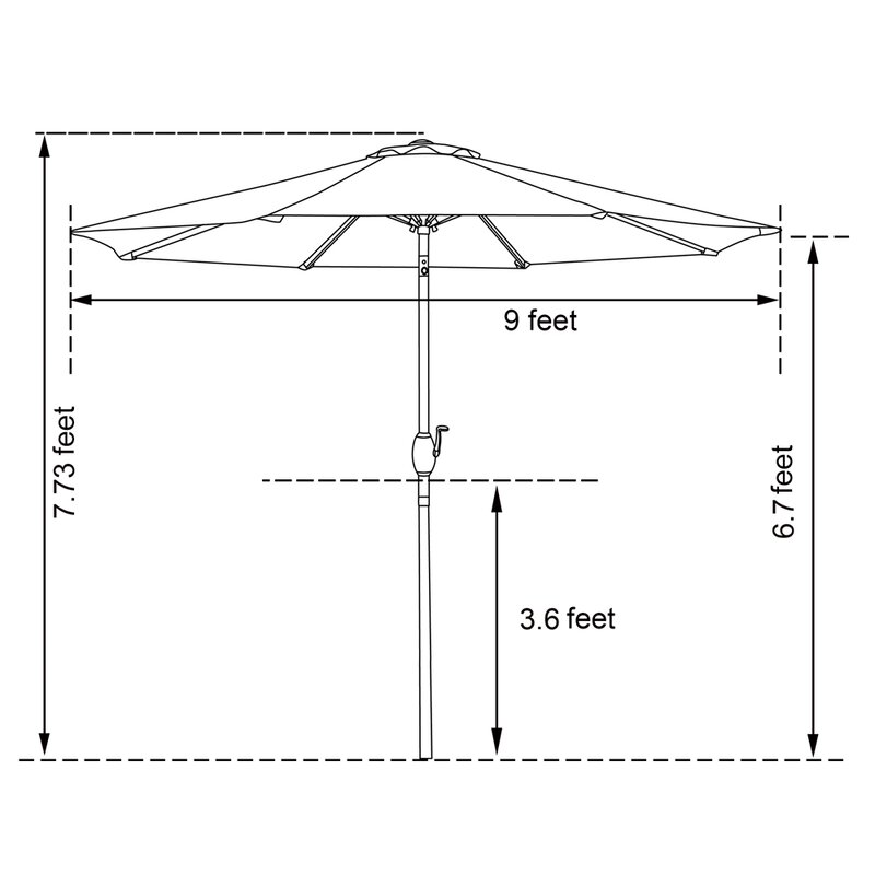 9Ft Patio 3-Way LED Lights Aluminum Brush Market Outdoor Umbrella-Boyel Living