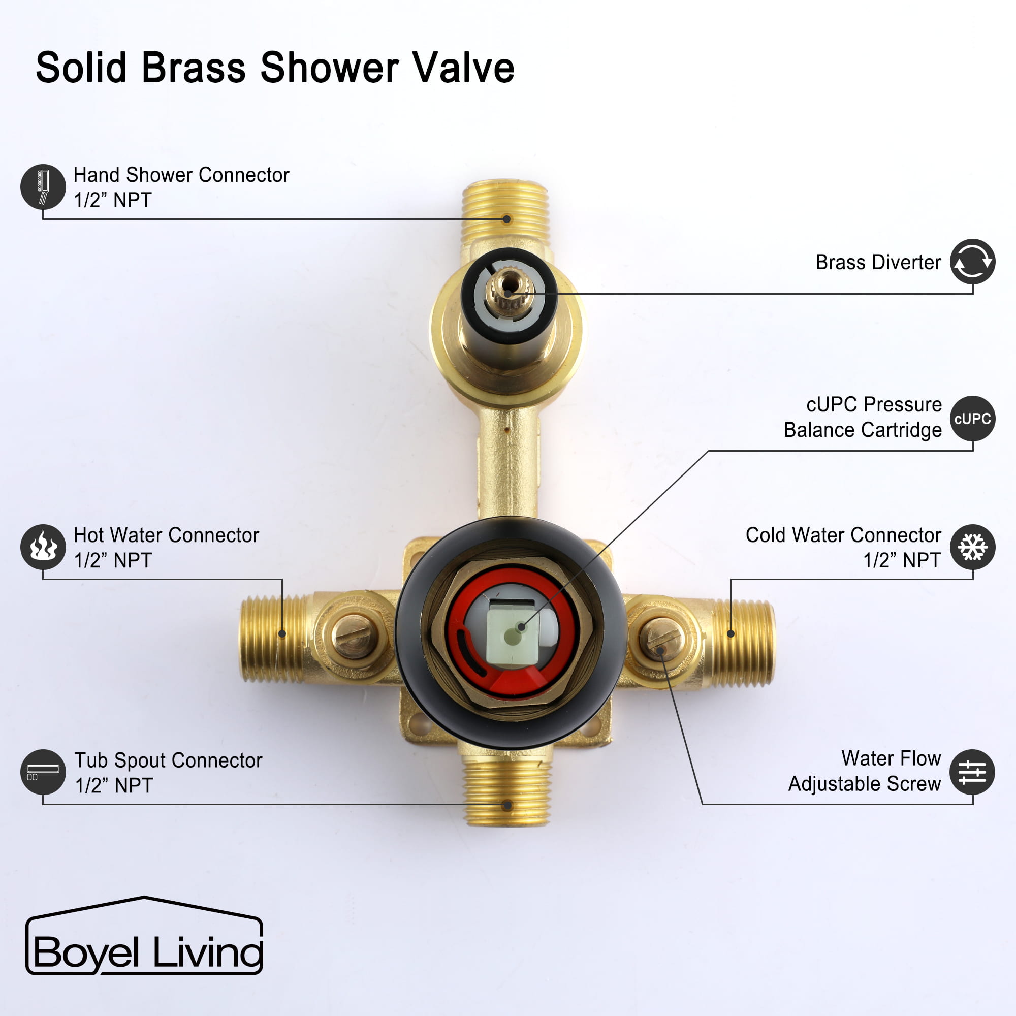 Wall Mount Single-Handle Roman Tub Faucet with Hand Shower-Boyel Living