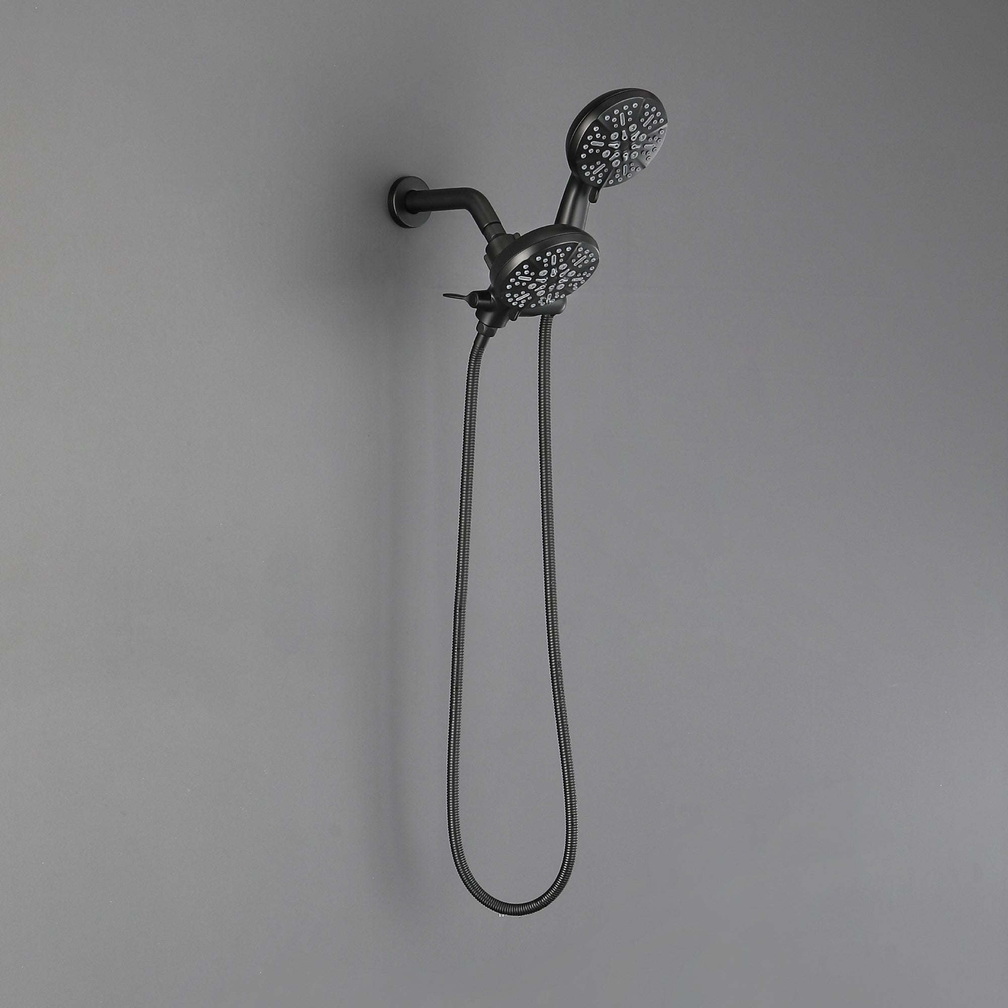 5-Spray Patterns with 2.5 GPM 4.72 in. Wall Mount Dual Shower Heads in Matte Black (Valve and Handle Trim Not Included)-Boyel Living
