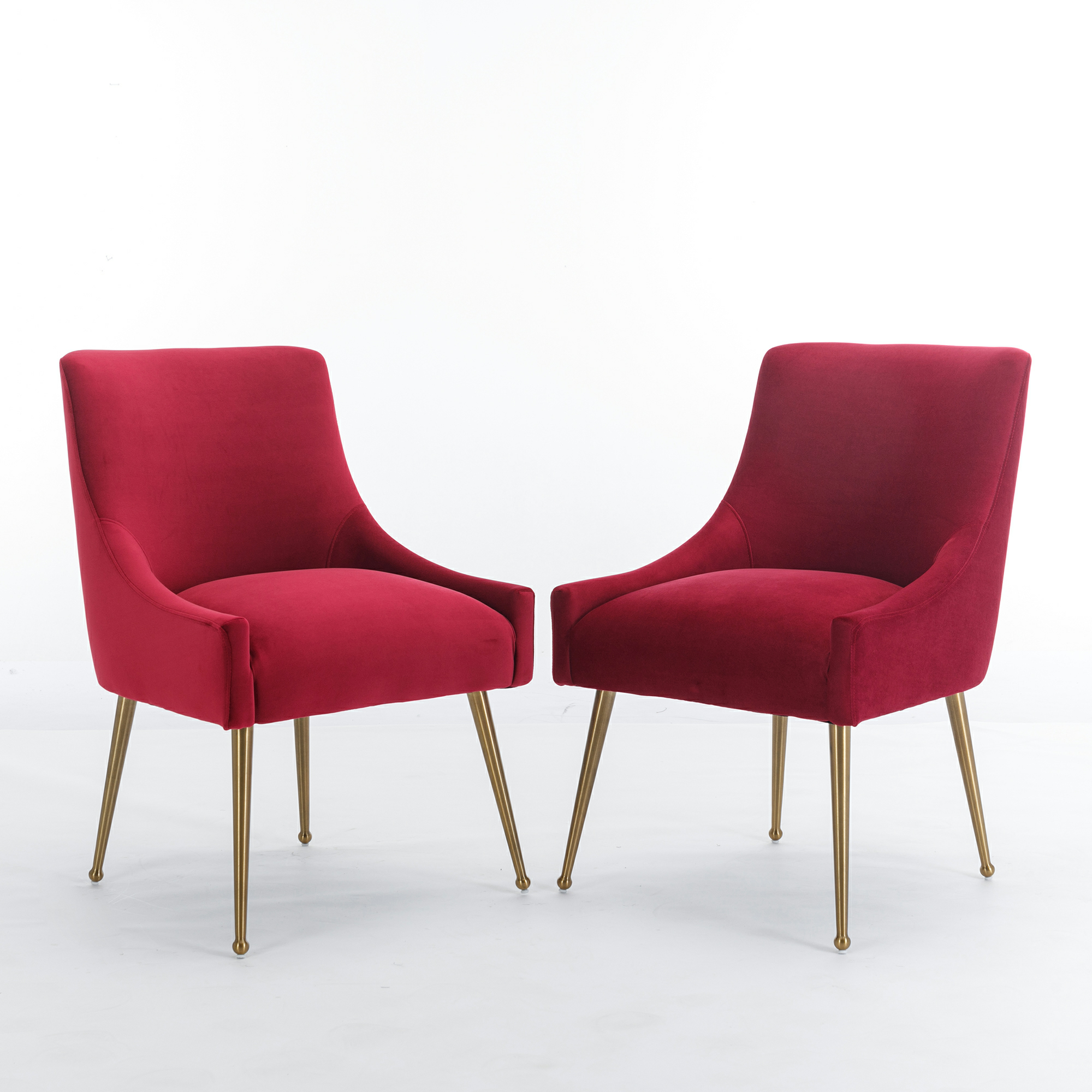 Velvet Dining Chair, Accent Side Chair With Adjustable Foot Nails, Set of 2