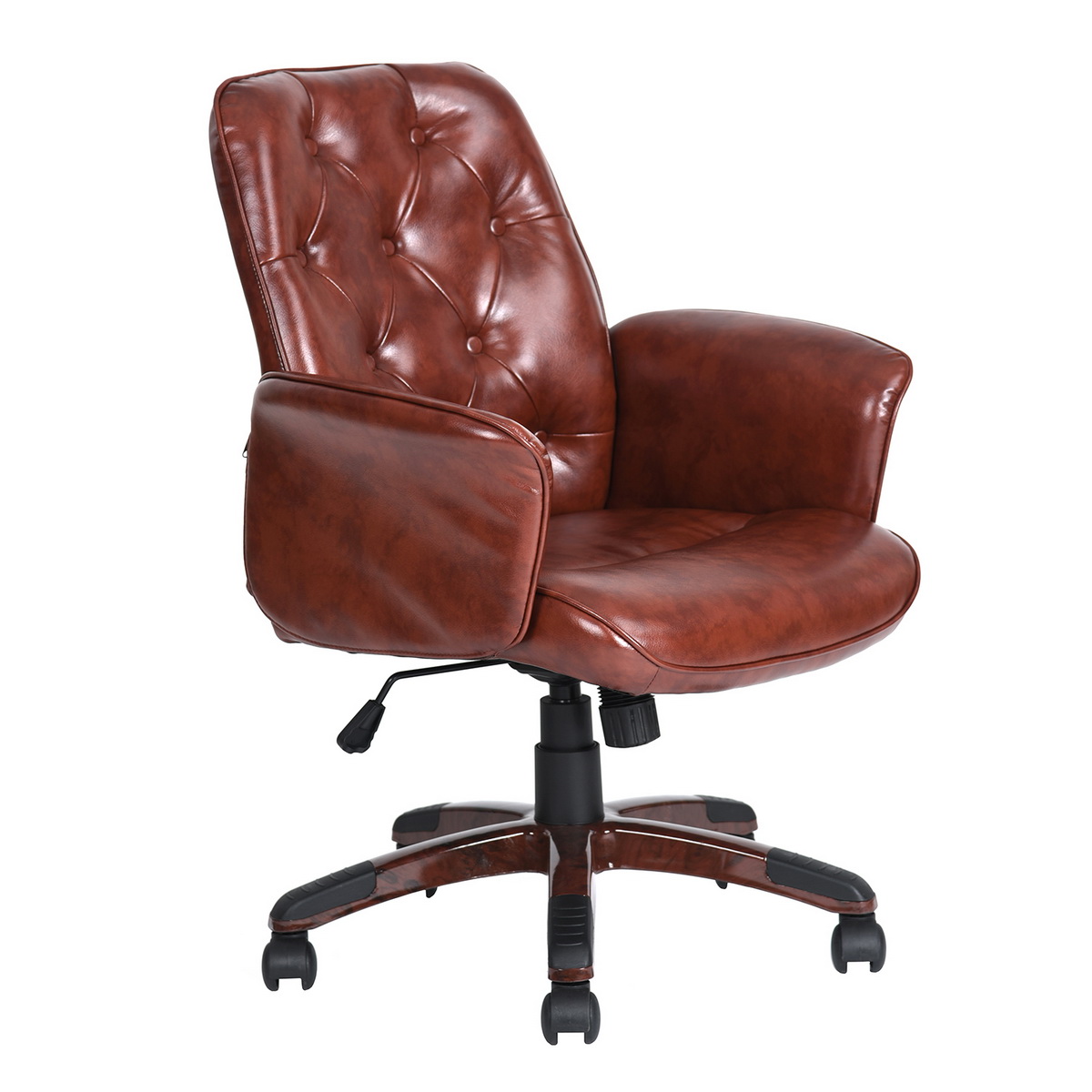Modern Adjustable Mid-Back Task Chair Brown PU-Boyel Living