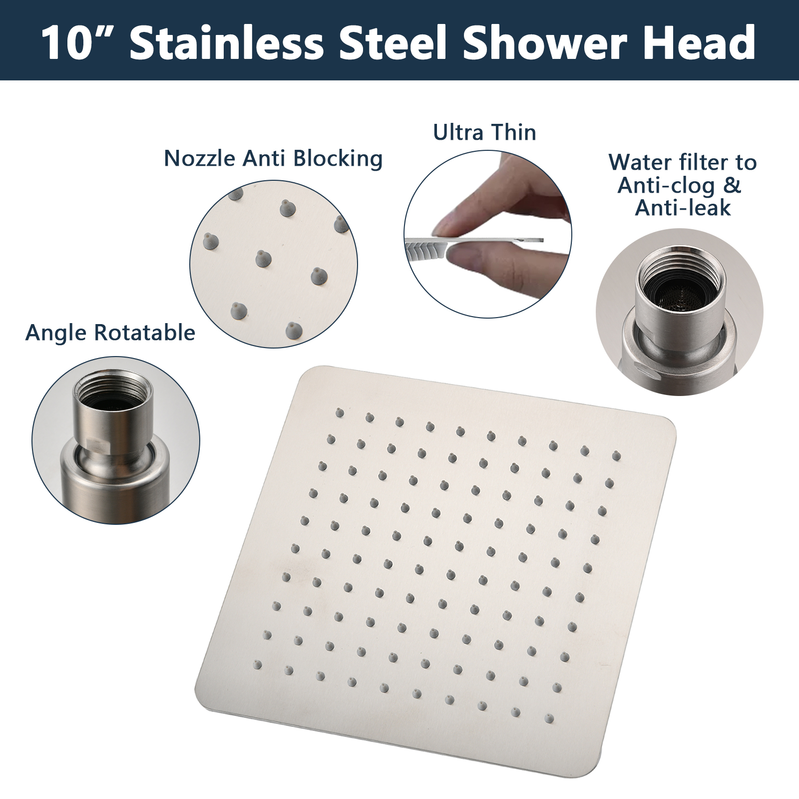 10" High Pressure Shower Head Structure