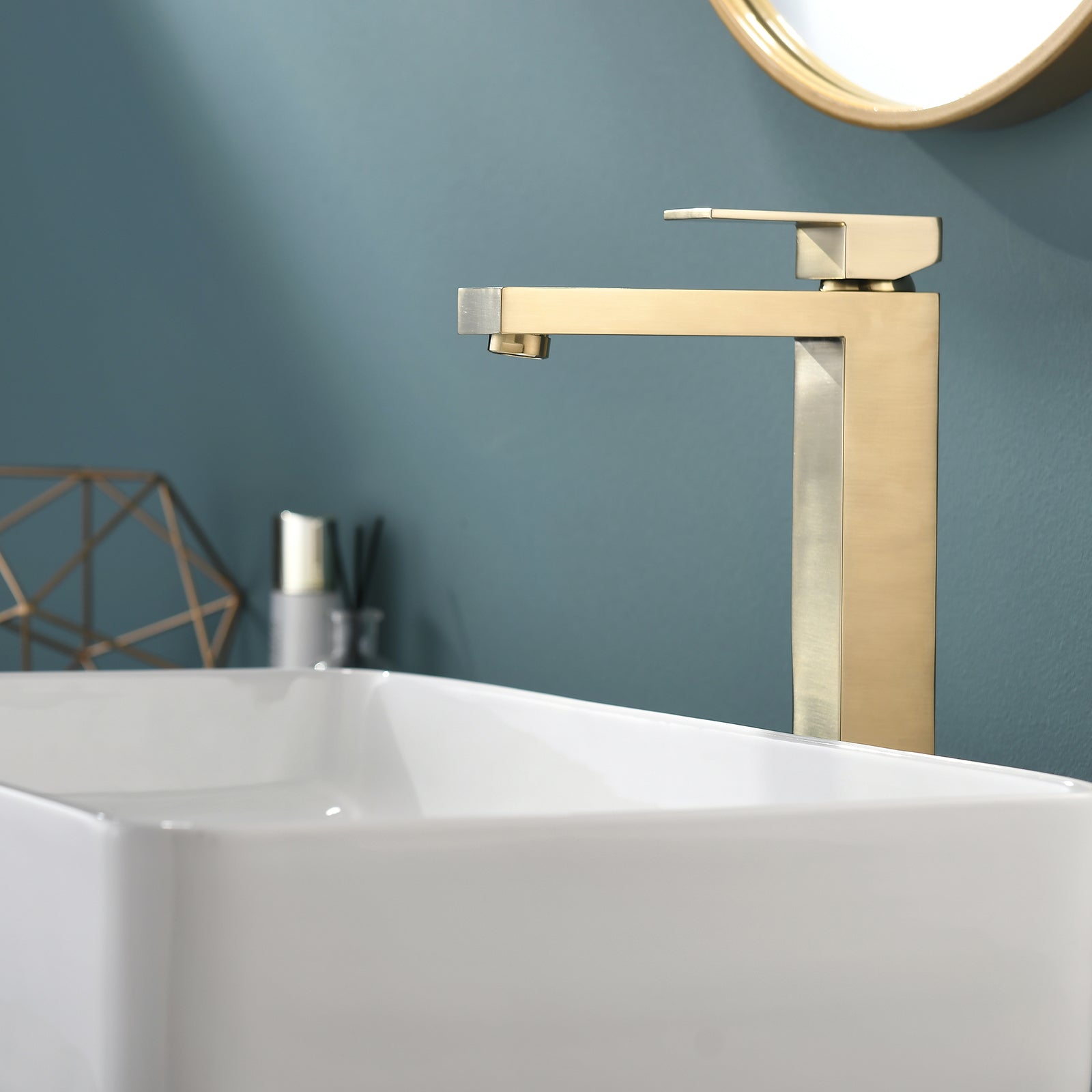 Single Handle Single Hole Bathroom Faucet with Water Supply Lines in Brushed Gold-Boyel Living