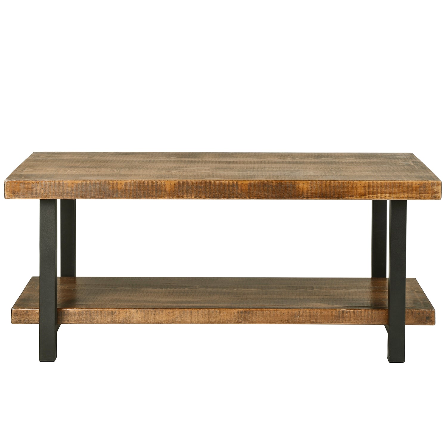 Rustic Natural Coffee Table with Storage Shelf(Rectangle)-Boyel Living