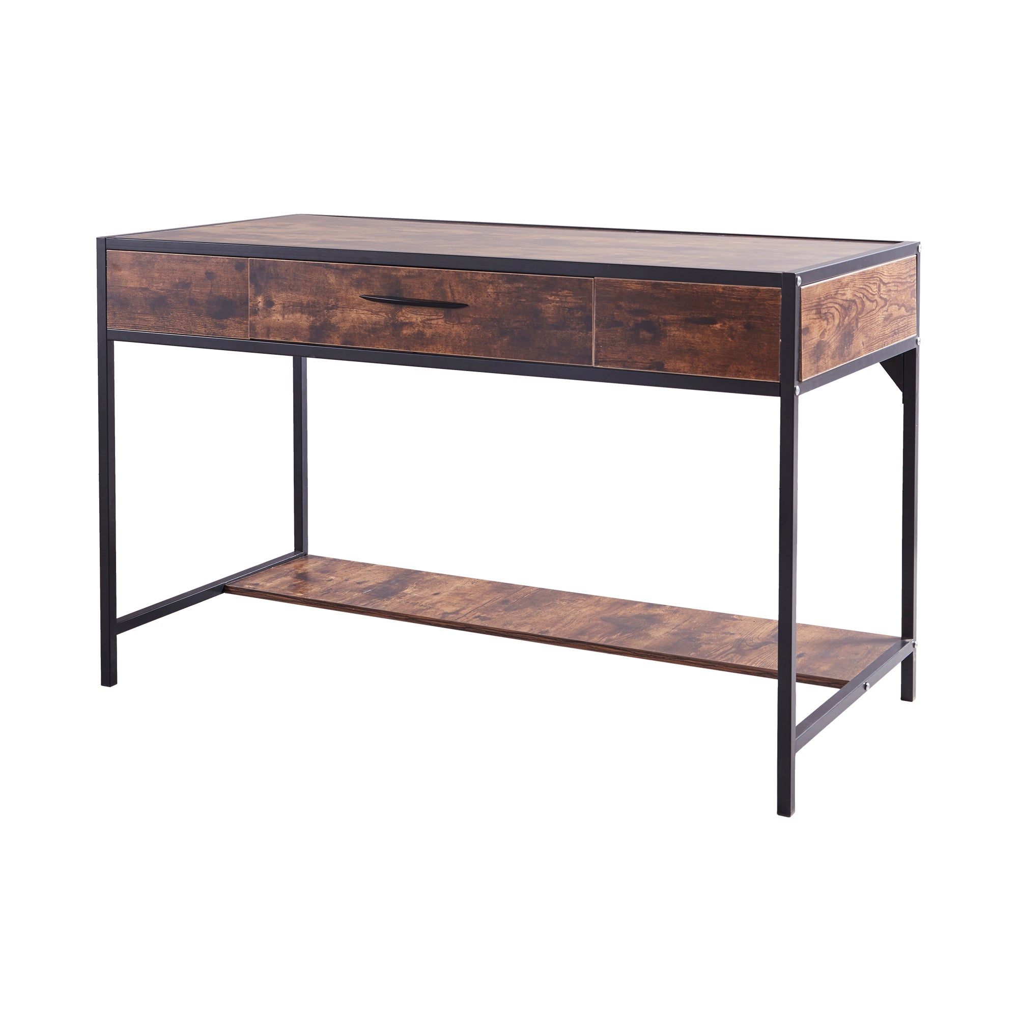 47 in. W Rectangle Brown Wood 1-Drawer Executive Desk with Storage-Boyel Living