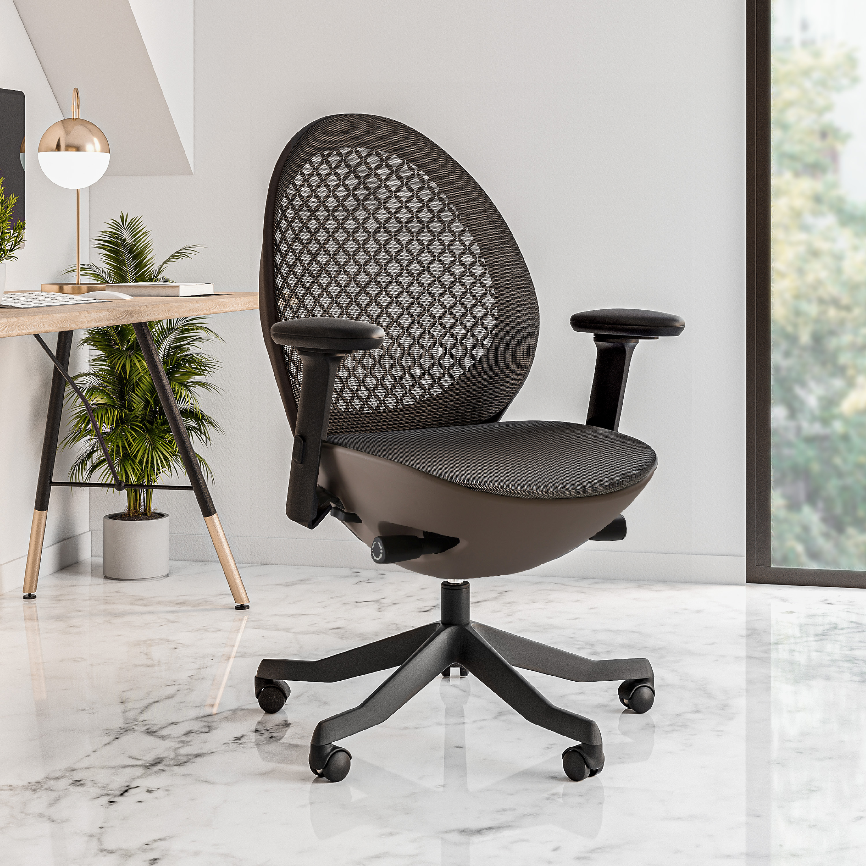 Techni Mobili Deco LUX Executive Office Chair, Taupe-Boyel Living