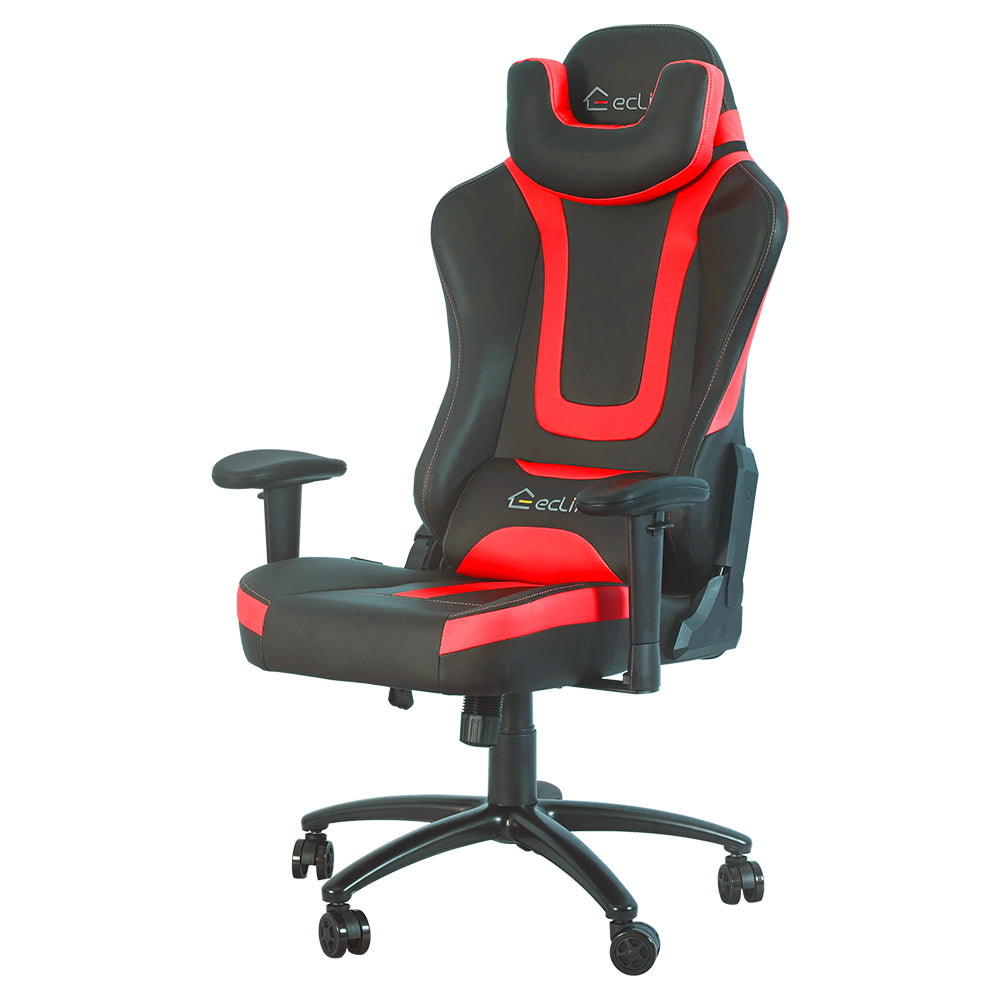 Massage Gaming Chair with Silent Rubber Casters-Red-Boyel Living
