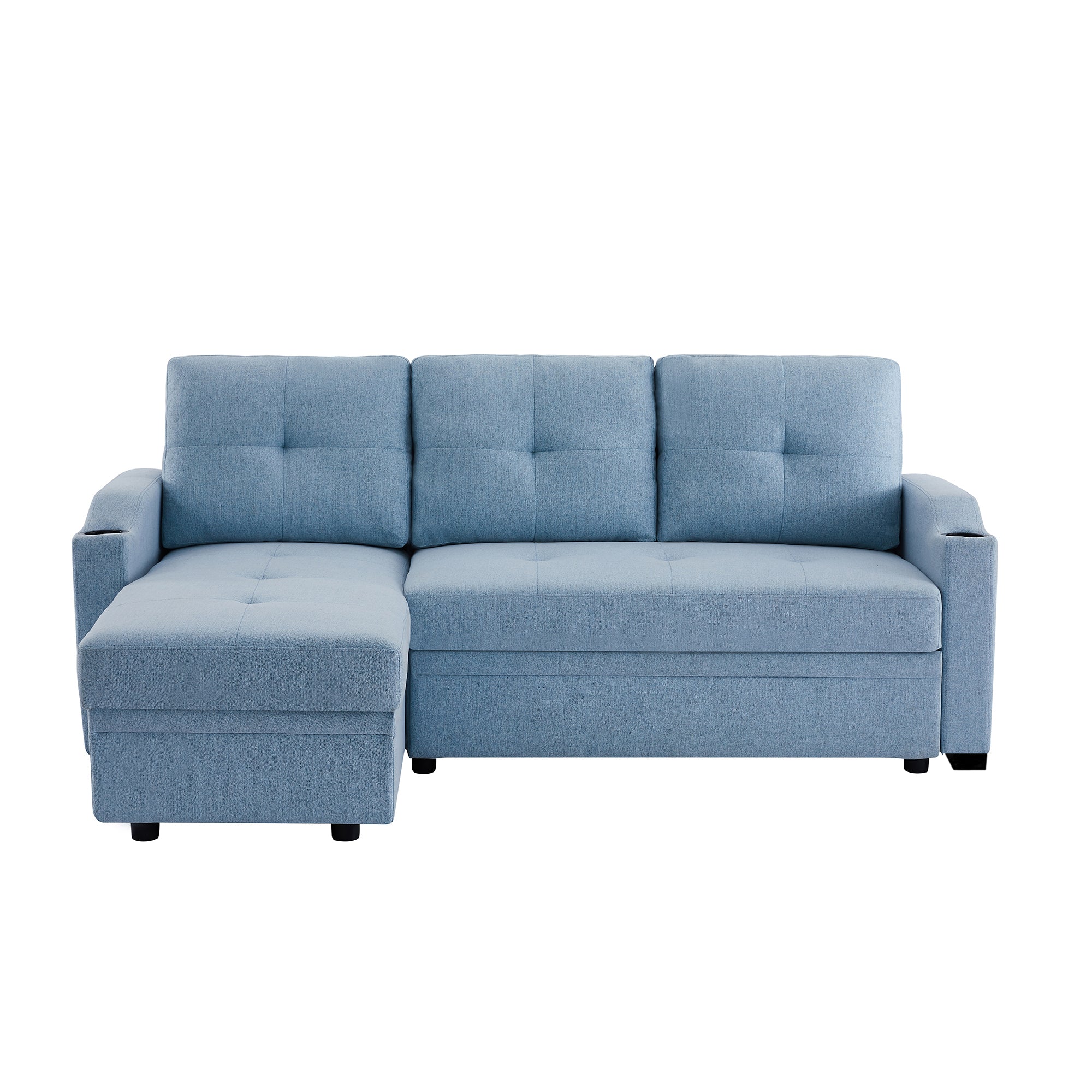 81" Reversible Sectional Couch with Storage Chaise and Two Cup Holders-Boyel Living