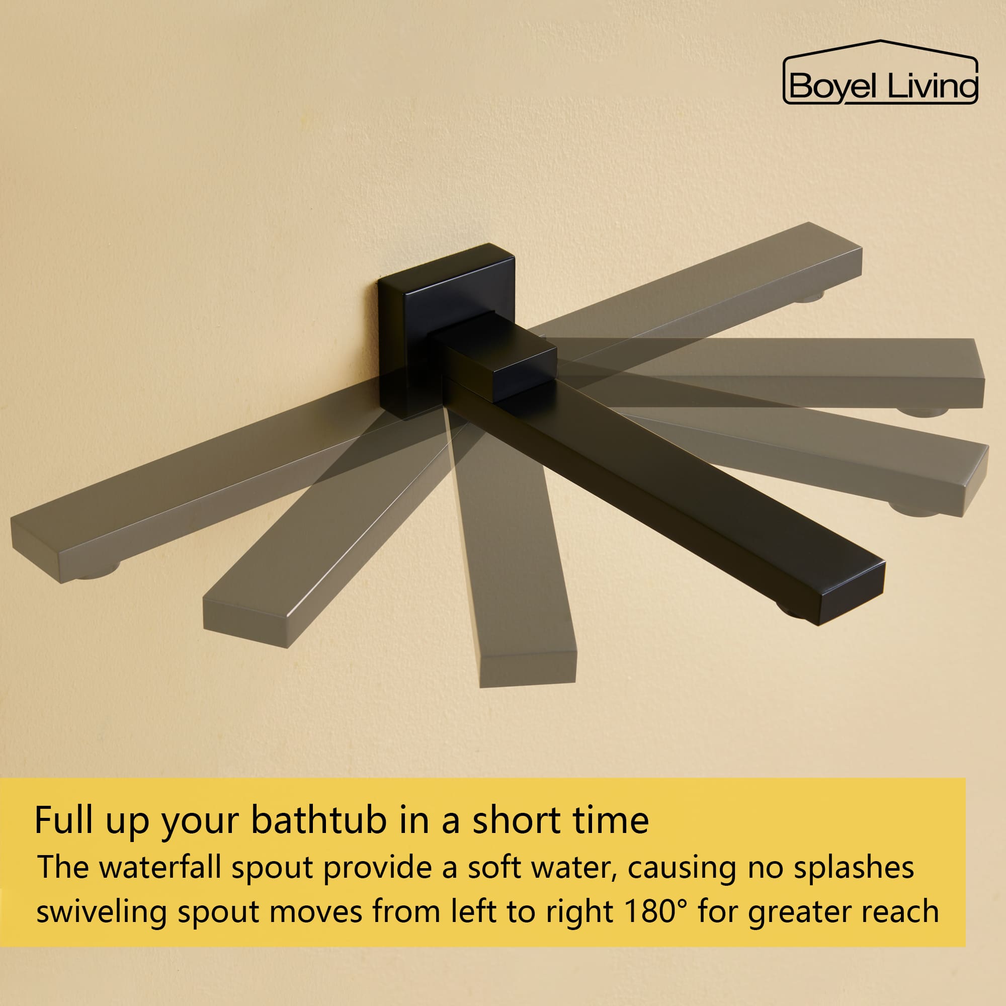 Boyel Living 10 in. Complete Shower Head System with Bath Tub Faucet and Rough-in Valve in Matte Black-Boyel Living