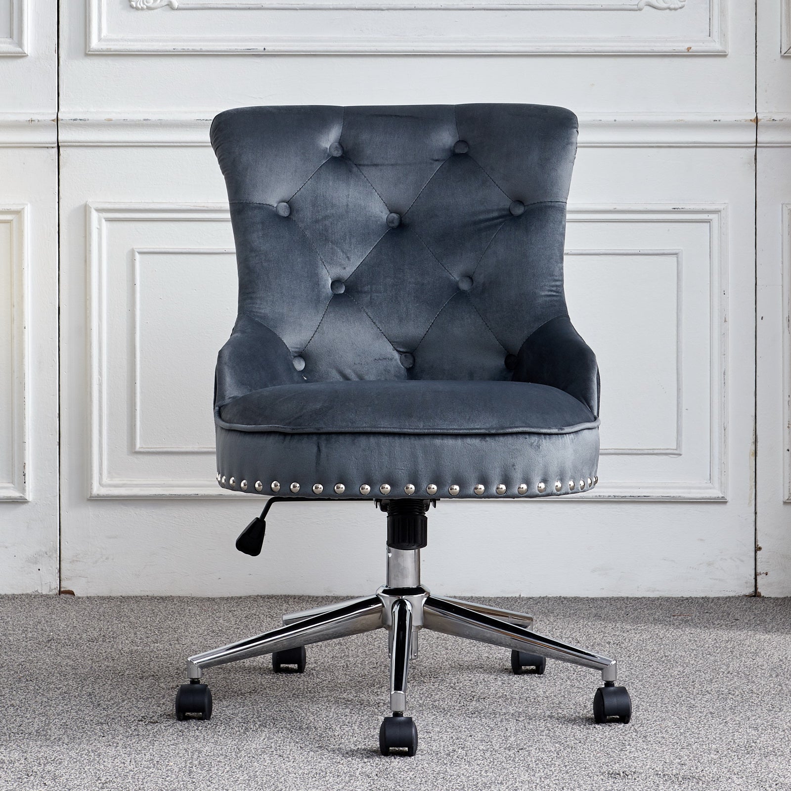 Velvet 360 Degree Rotation Home Office Chair With Casters-Boyel Living