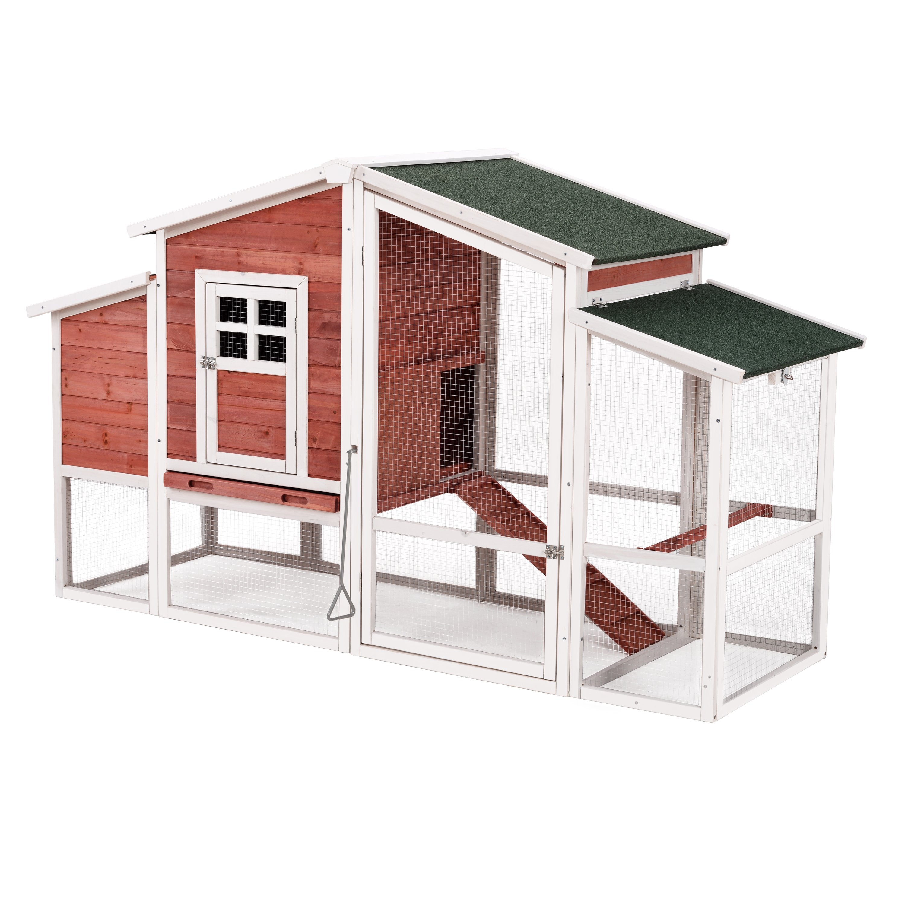 77.9" Chicken Coop Rabbit House Wooden Small Animal Cage Bunny Hutch with Ramp and Tray-Boyel Living