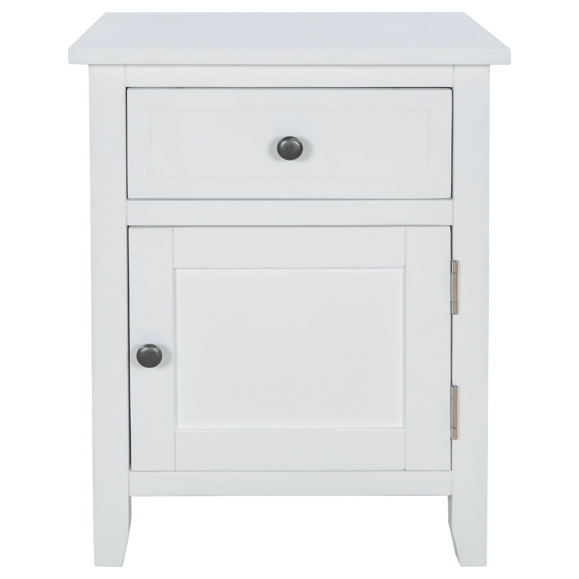 1 Drawer End Table Solid Wood, with 1 Cabinet-Boyel Living