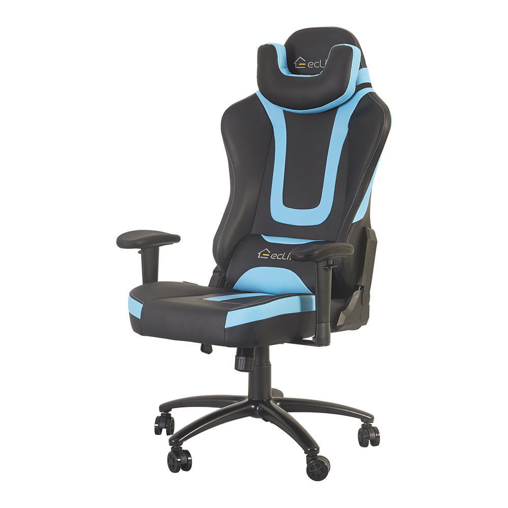 Massage Gaming Chair with Silent Rubber Casters- Blue-Boyel Living