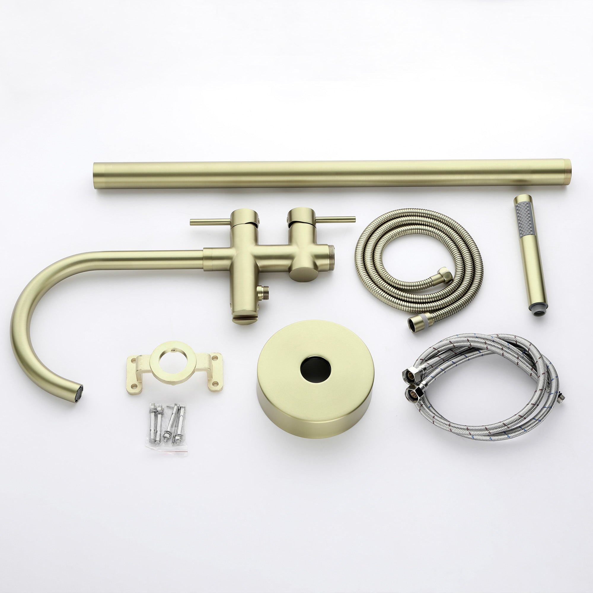 Boyel Living Freestanding Floor Mount 2-Handle Bath Tub Filler Faucet with Handheld Shower-Boyel Living