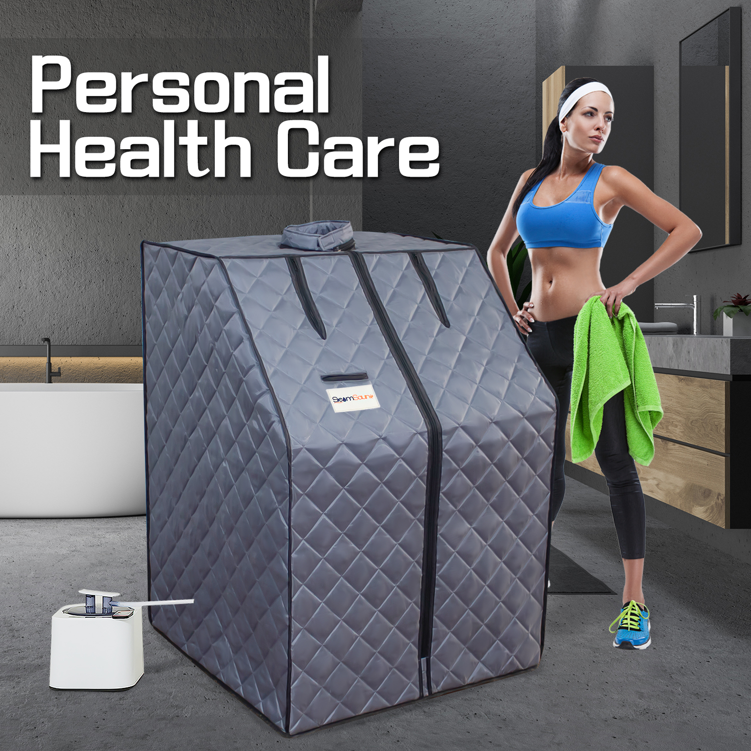 Steam sauna box 2L grey short bath box-Boyel Living
