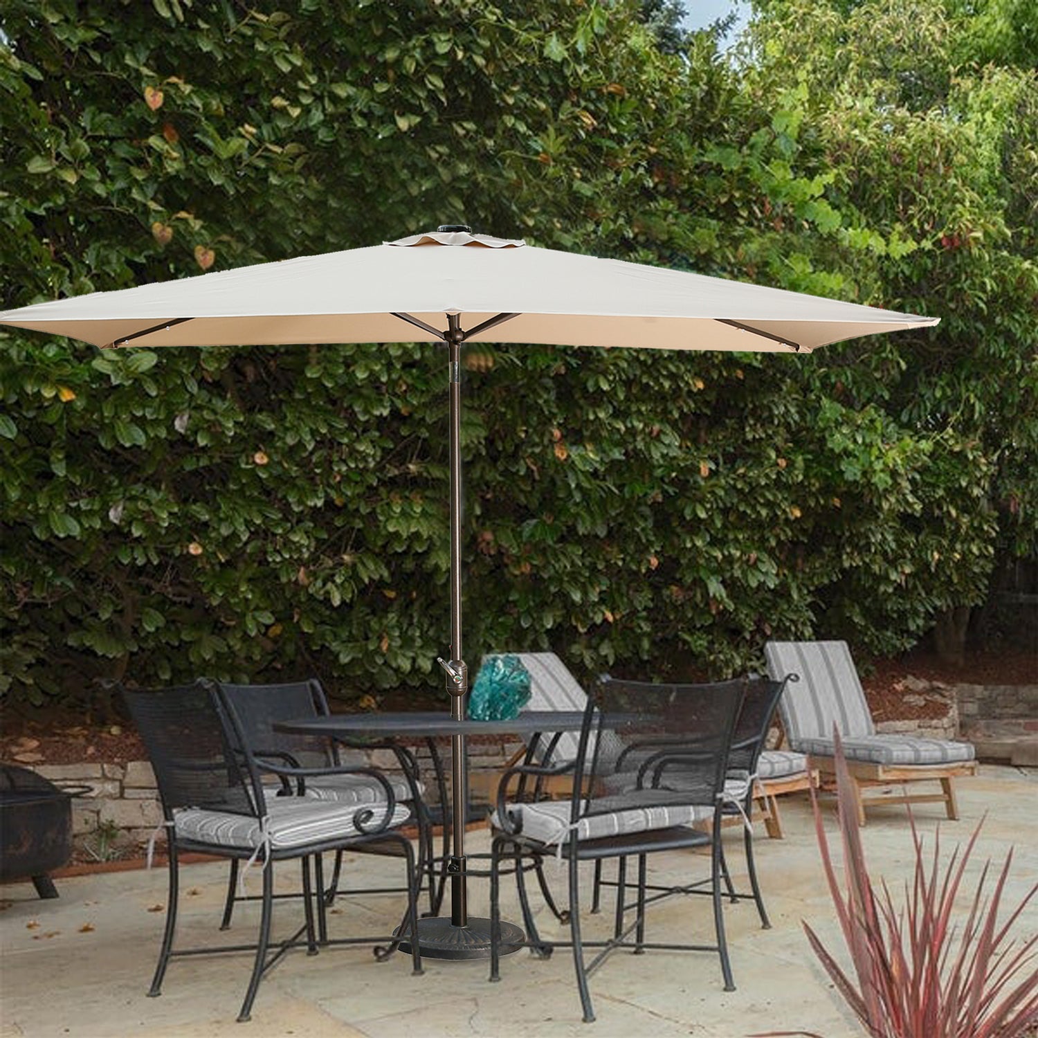 10' x 6'5 Rectangular Lighted Market Umbrella-Boyel Living