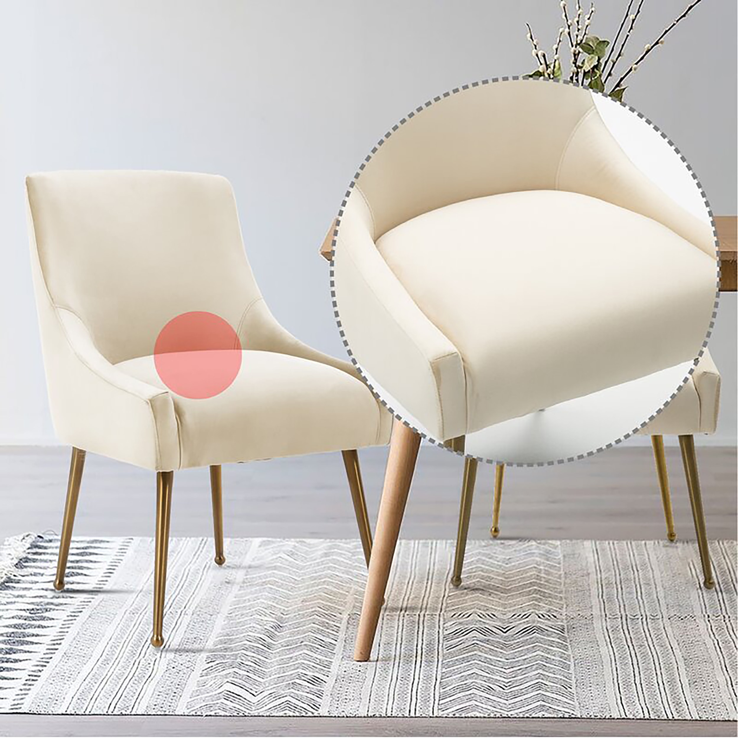 Velvet Dining Chair, Accent Side Chair With Adjustable Foot Nails, Set of 2-Boyel Living